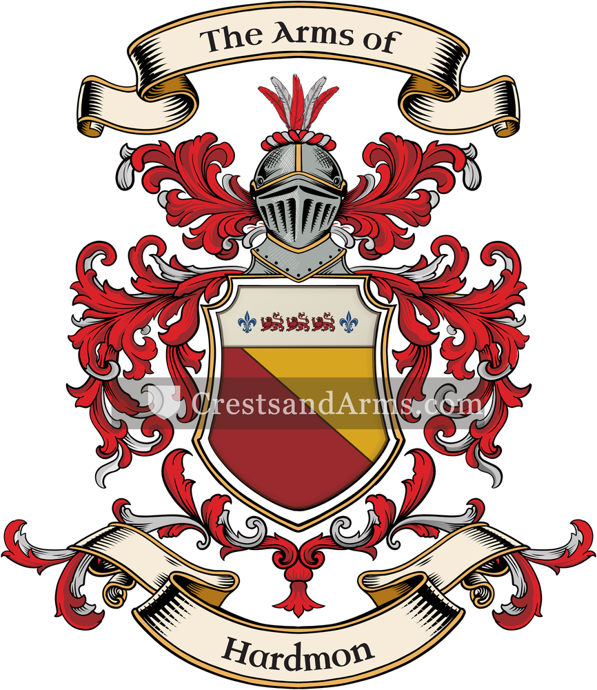 The Hardmon coat of arms, drawn from the recorded blazon