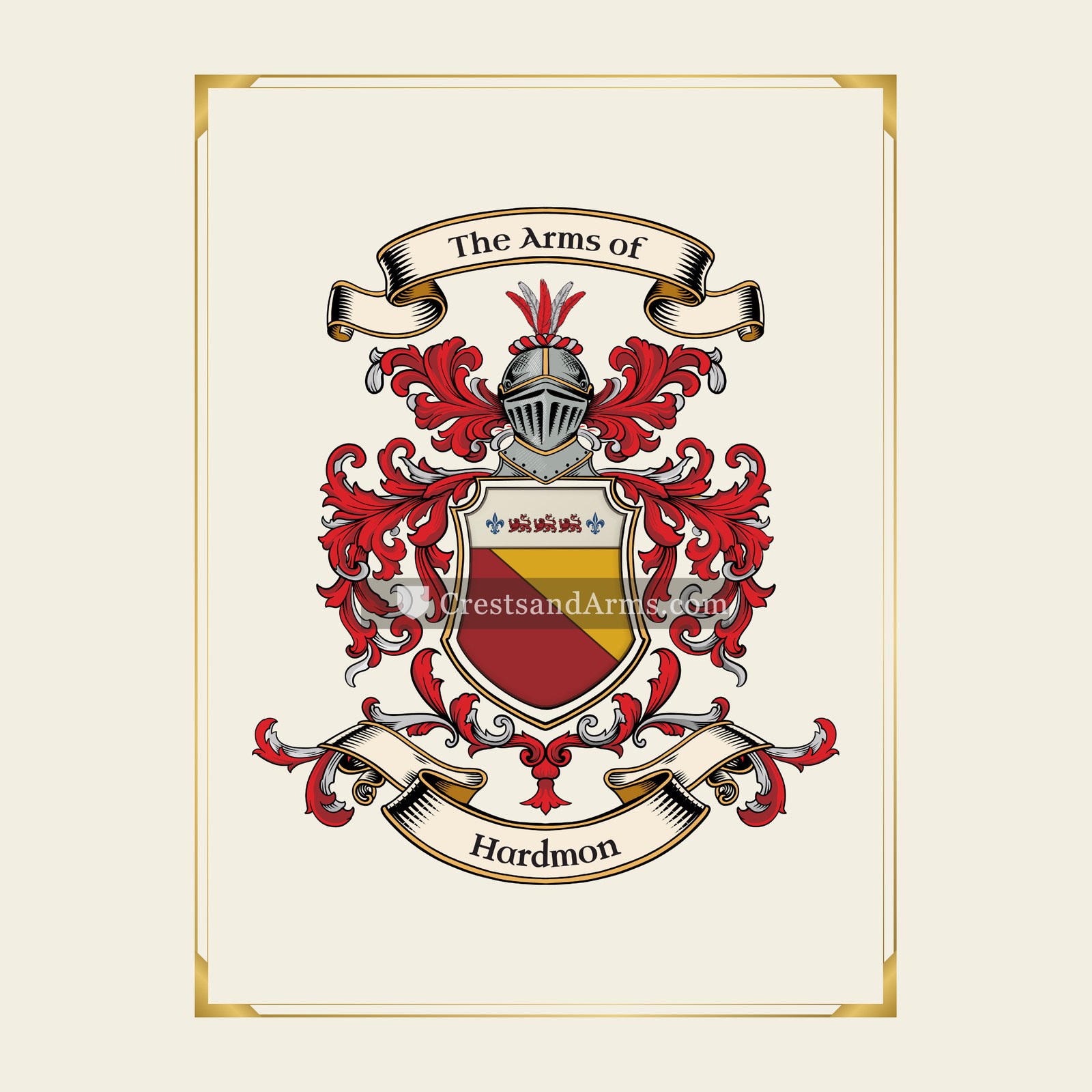 With gold border