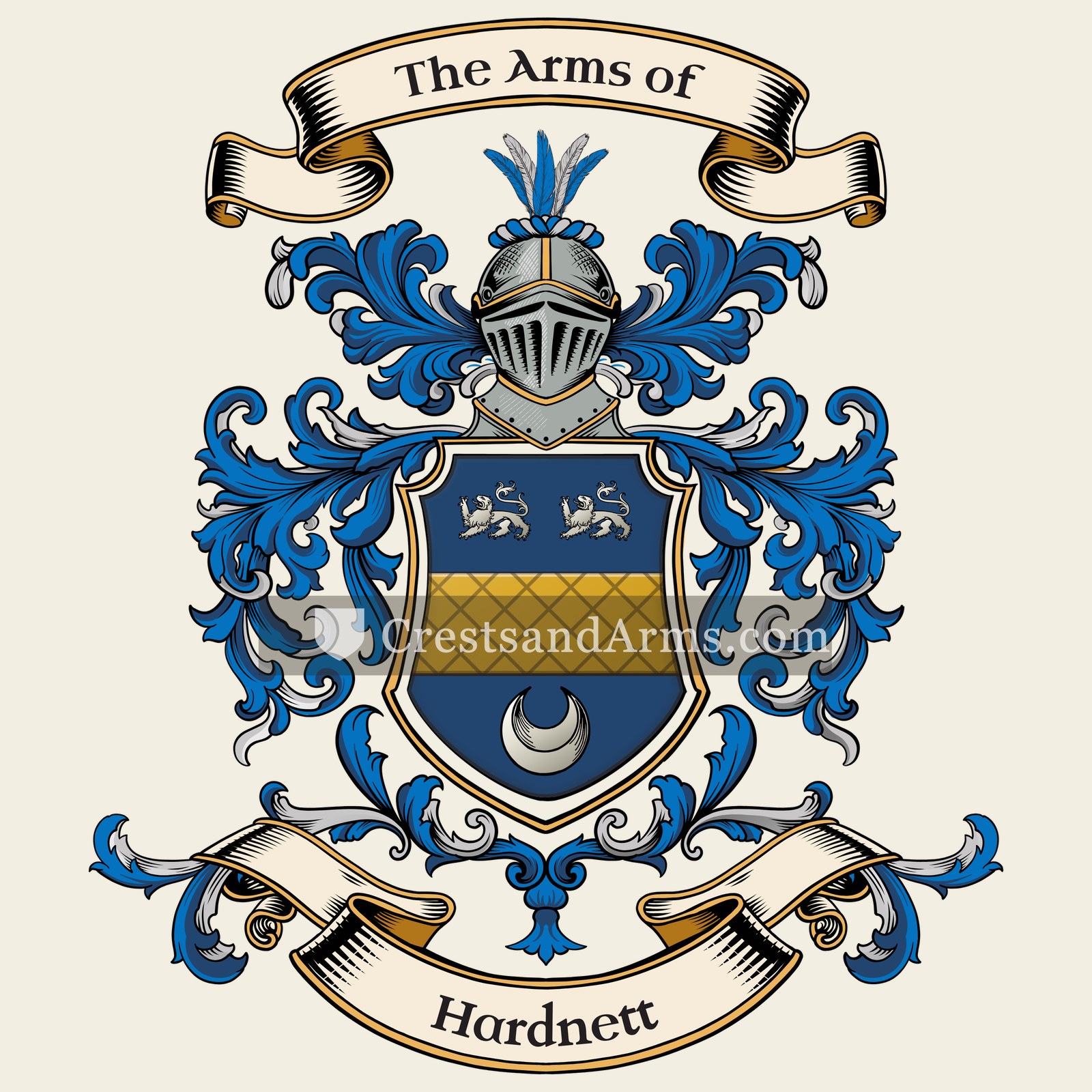 The Hardnett coat of arms, drawn from the recorded blazon