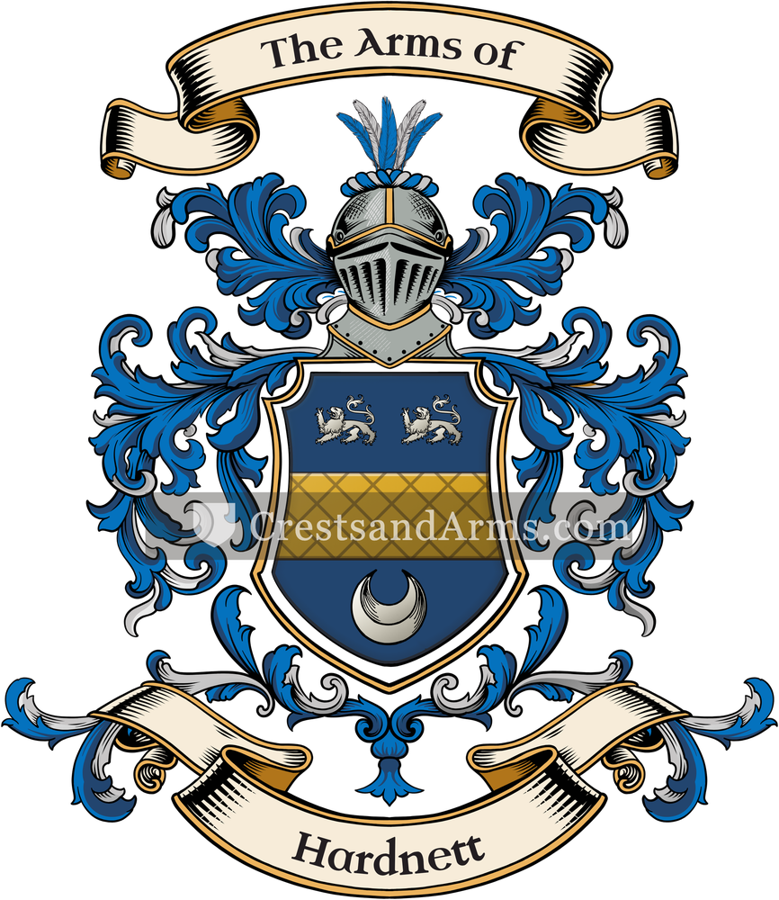 The Hardnett coat of arms, drawn from the recorded blazon