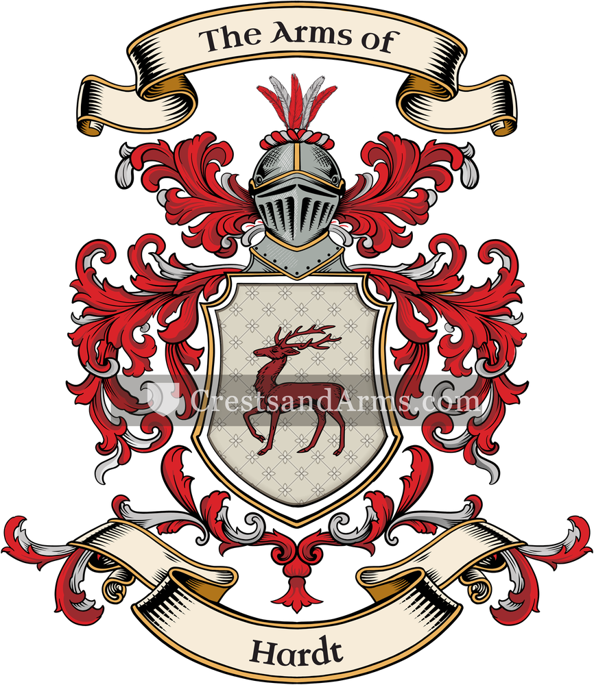The Hardt coat of arms, drawn from the recorded blazon