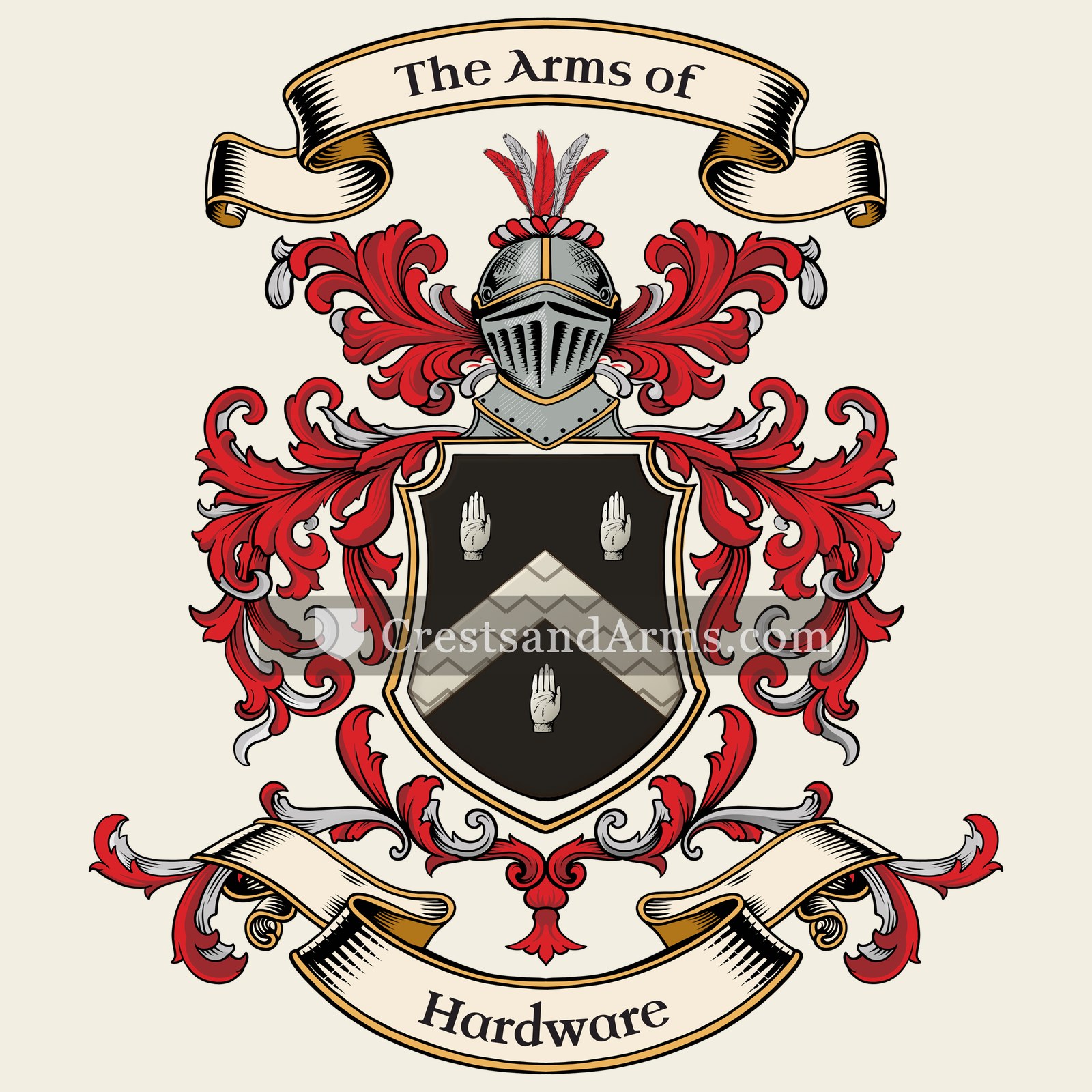 The Hardware coat of arms, drawn from the recorded blazon