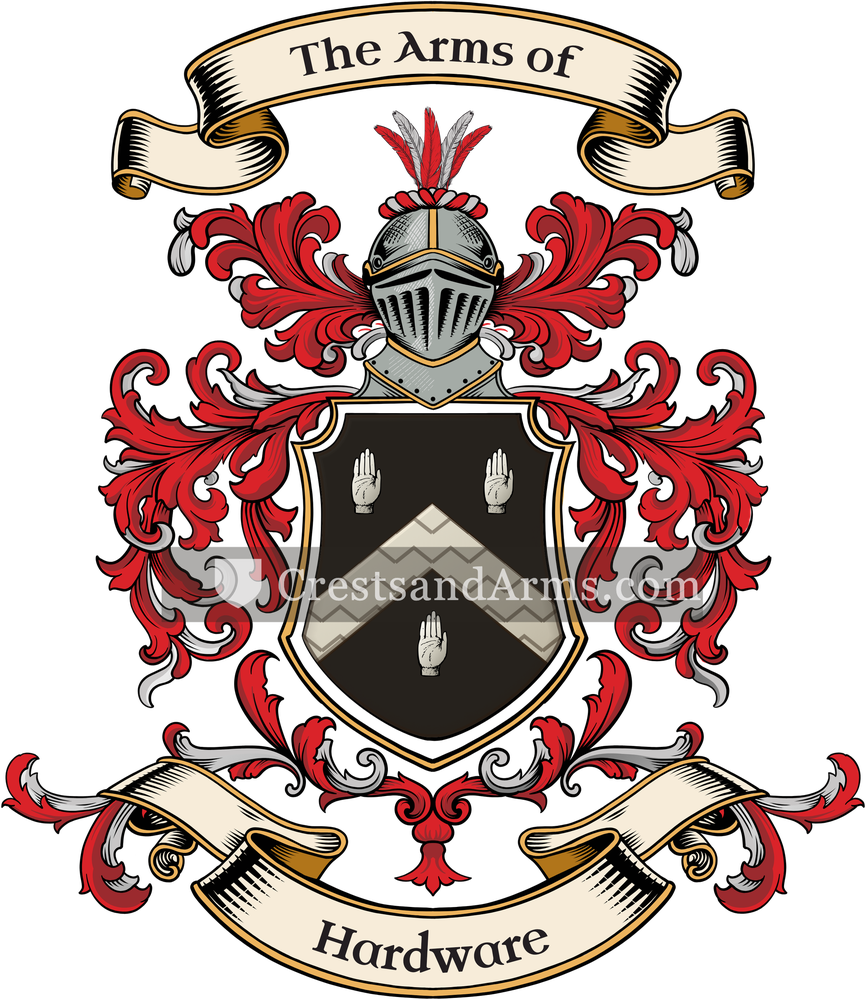 The Hardware coat of arms, drawn from the recorded blazon