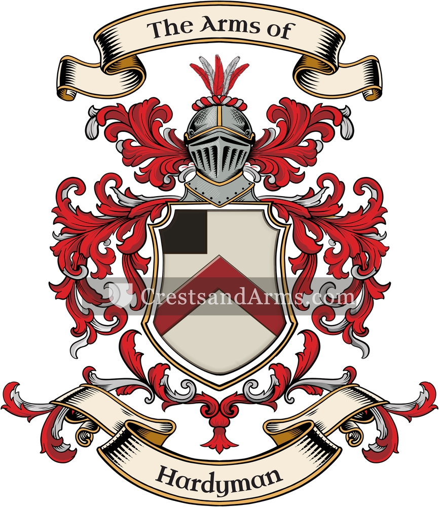 The Hardyman coat of arms, drawn from the recorded blazon