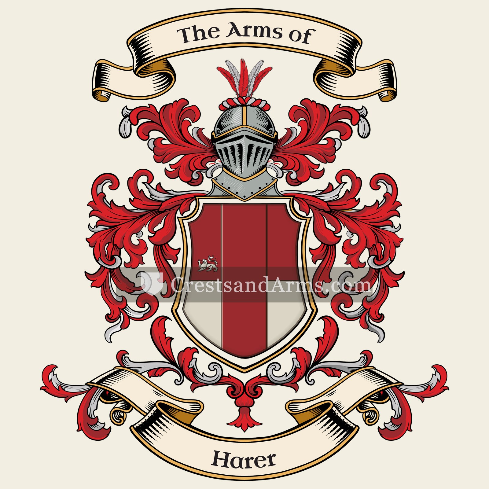 The Harer coat of arms, drawn from the recorded blazon