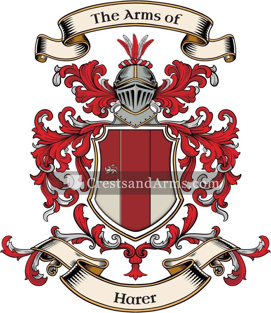 The Harer coat of arms, drawn from the recorded blazon