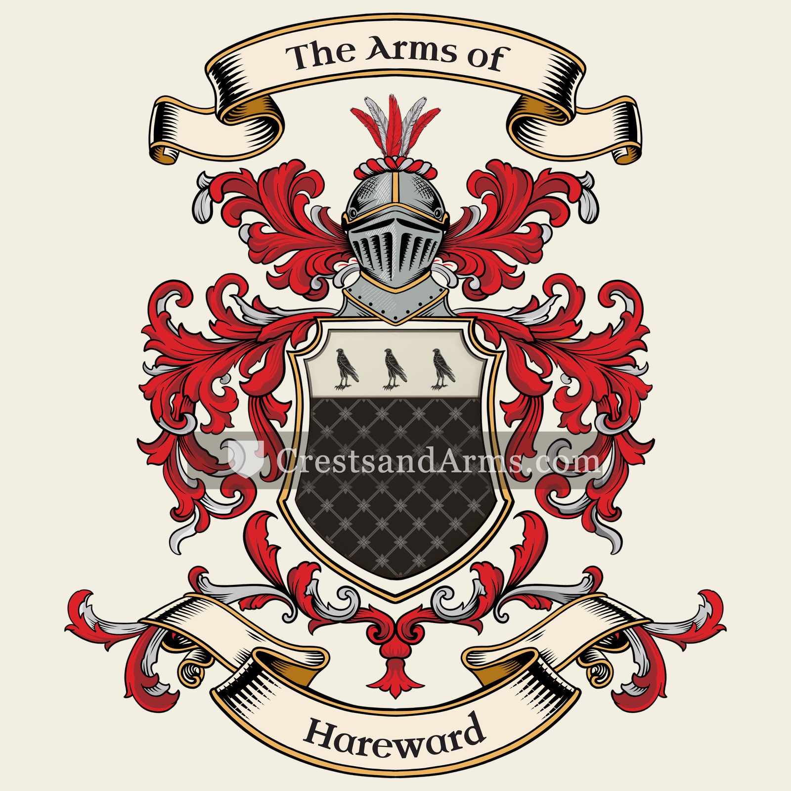 The Hareward coat of arms, drawn from the recorded blazon