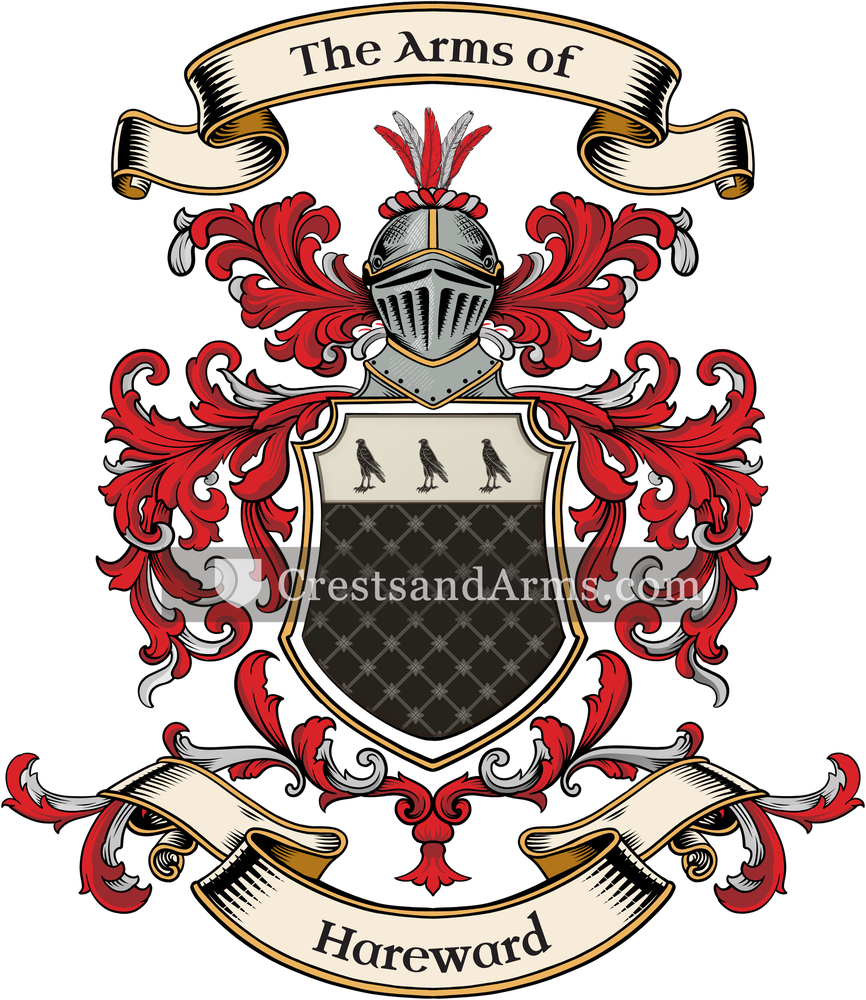 The Hareward coat of arms, drawn from the recorded blazon