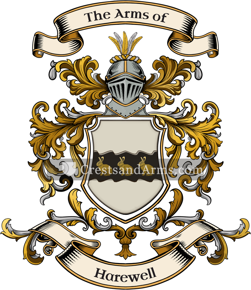 The Harewell coat of arms, drawn from the recorded blazon