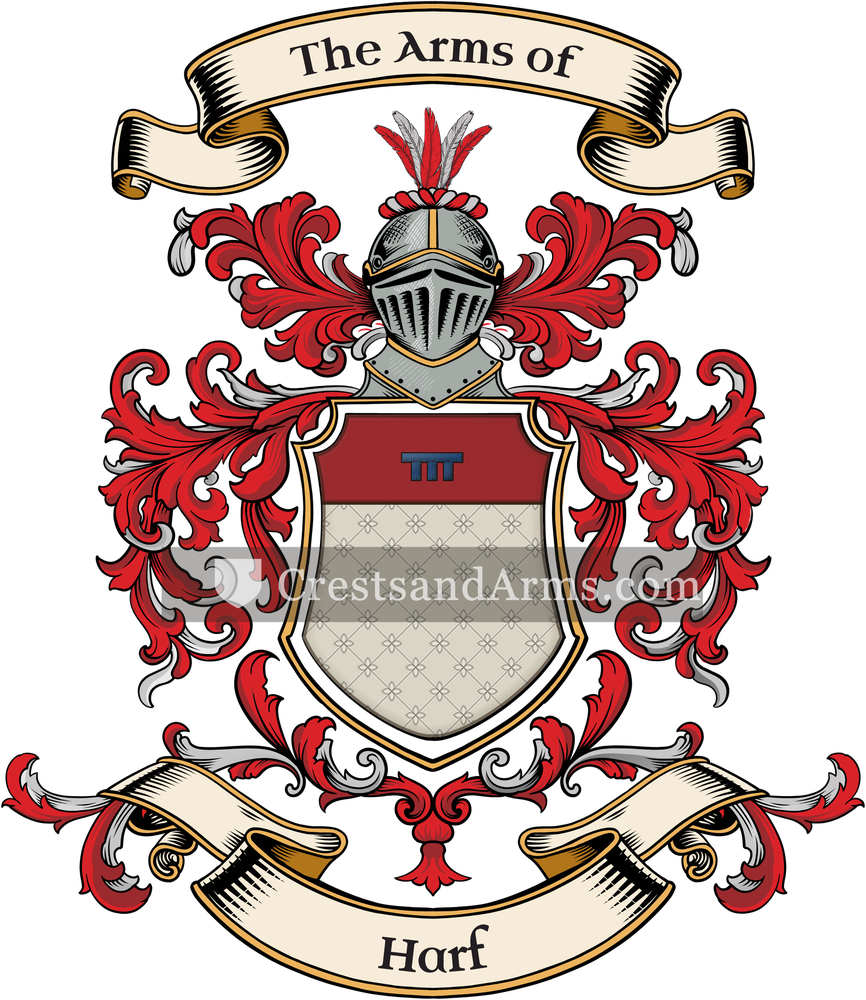 The Harf coat of arms, drawn from the recorded blazon