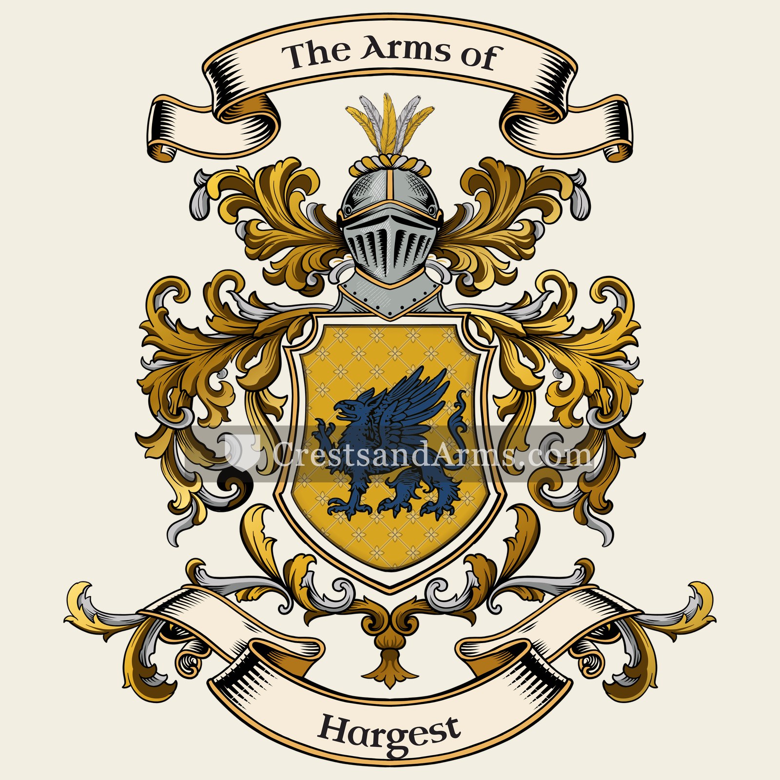The Hargest coat of arms, drawn from the recorded blazon