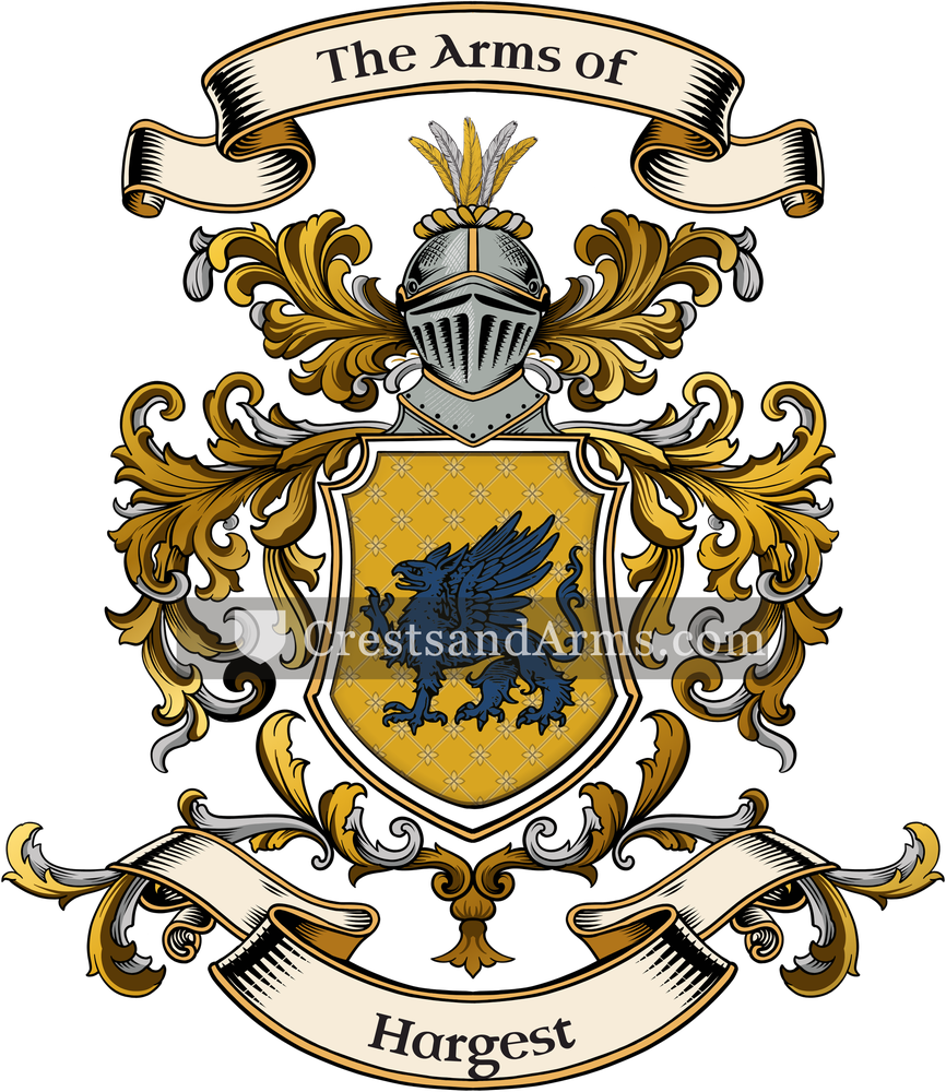 The Hargest coat of arms, drawn from the recorded blazon