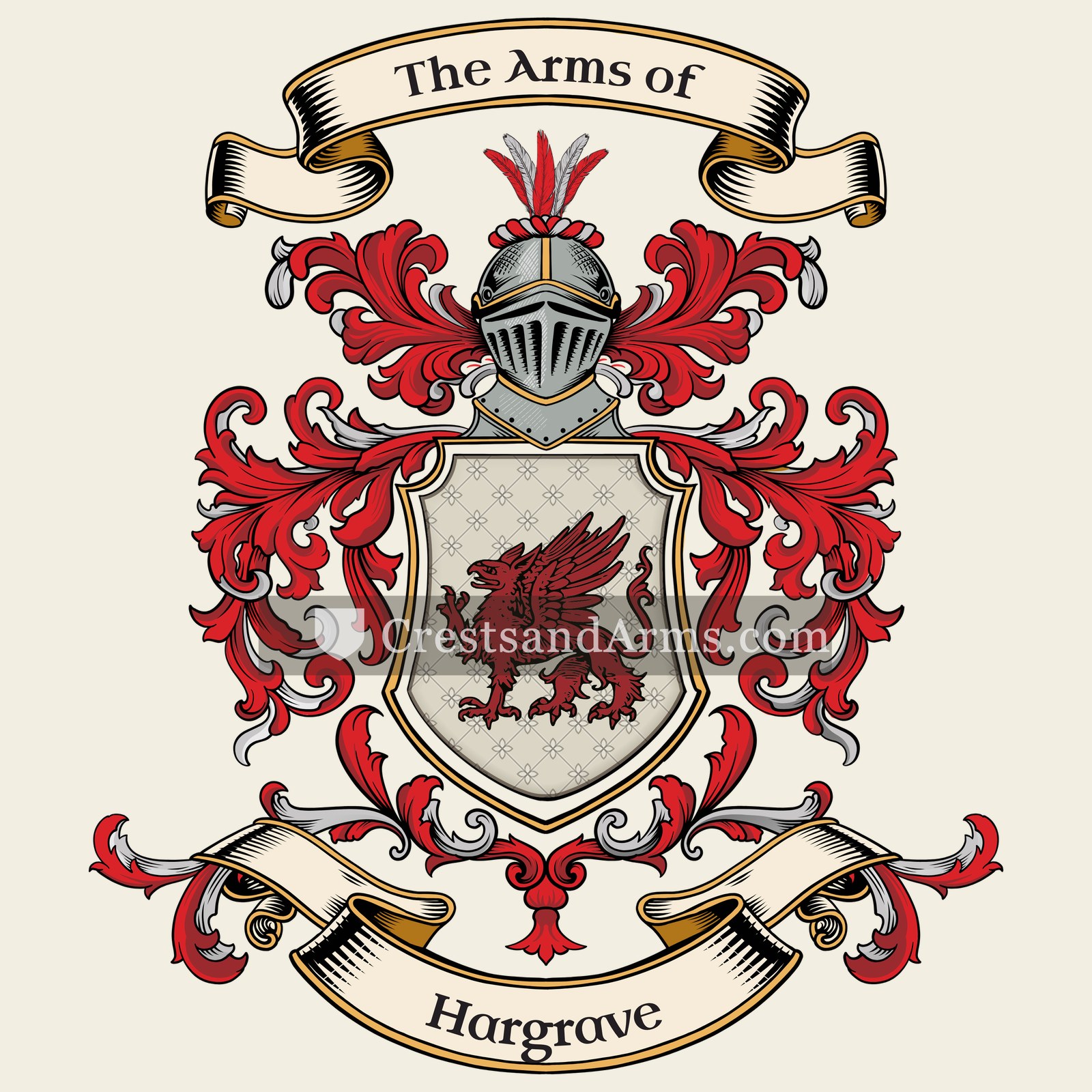 The Hargrave coat of arms, drawn from the recorded blazon