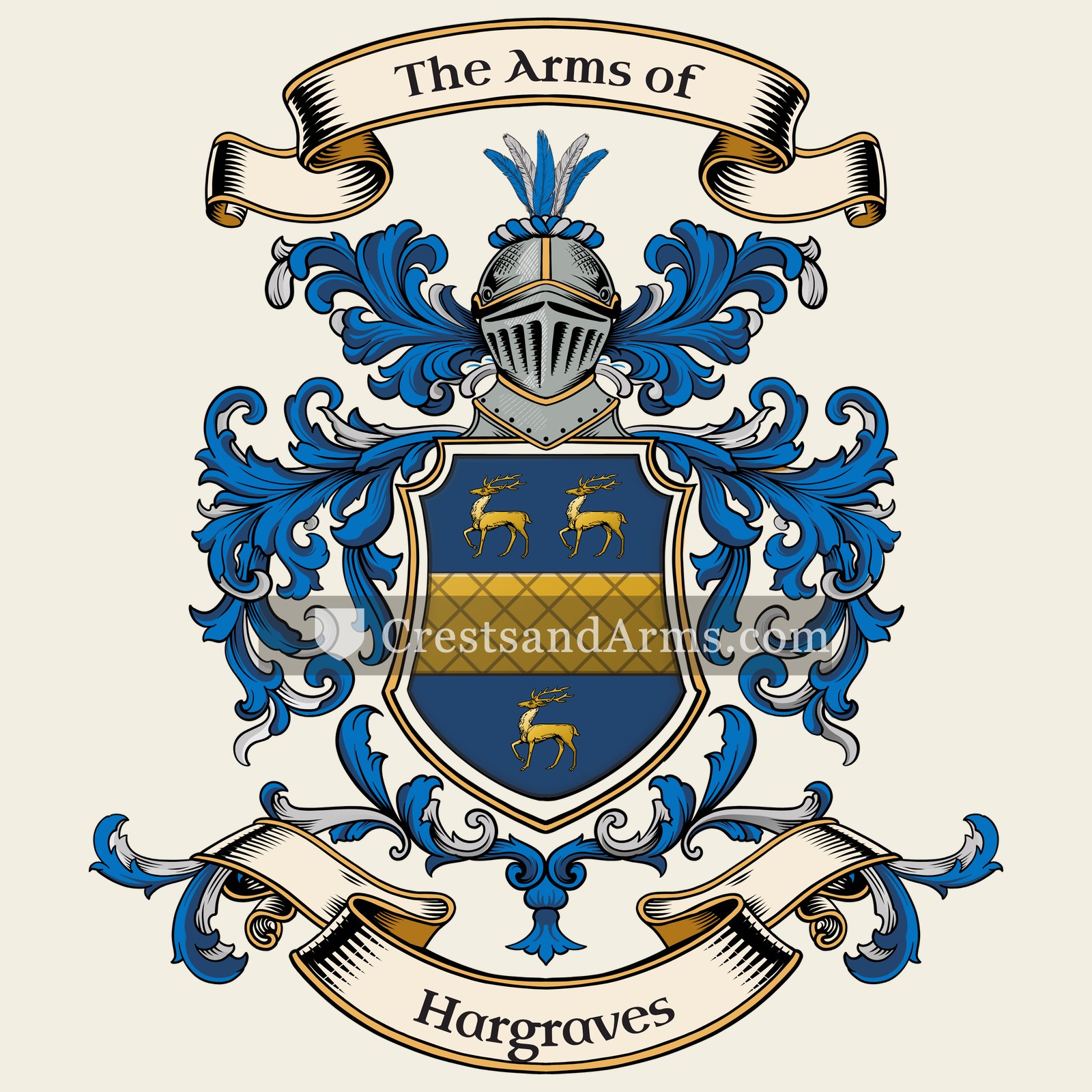 The Hargraves coat of arms, drawn from the recorded blazon