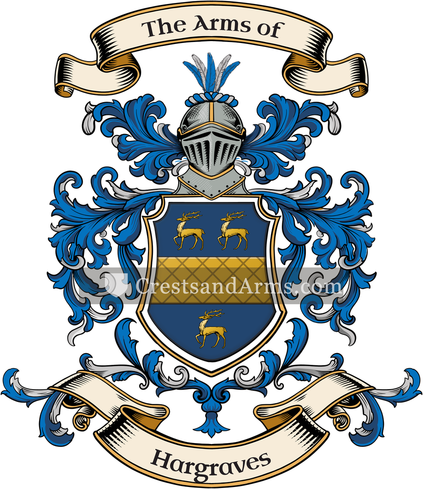 The Hargraves coat of arms, drawn from the recorded blazon