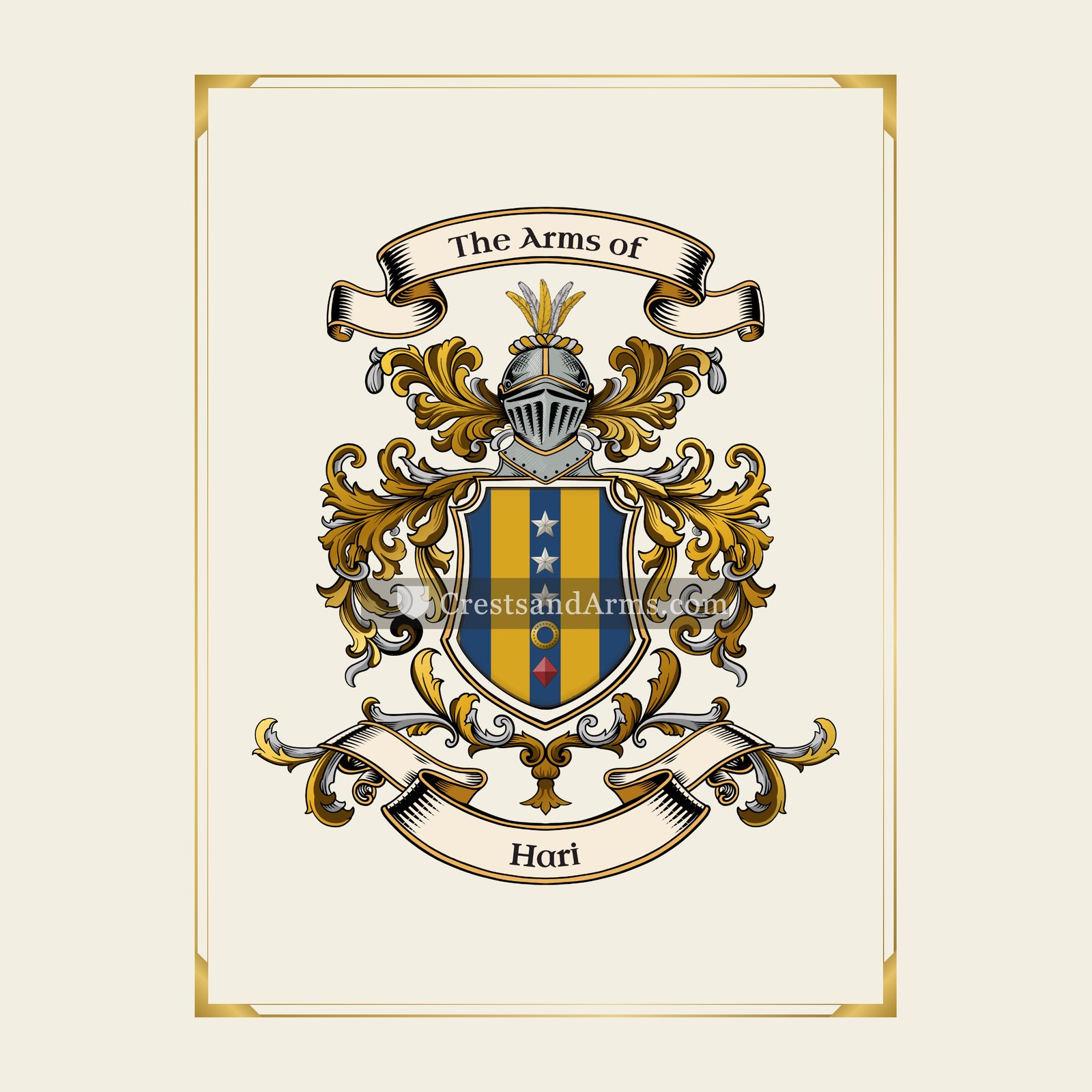 With gold border