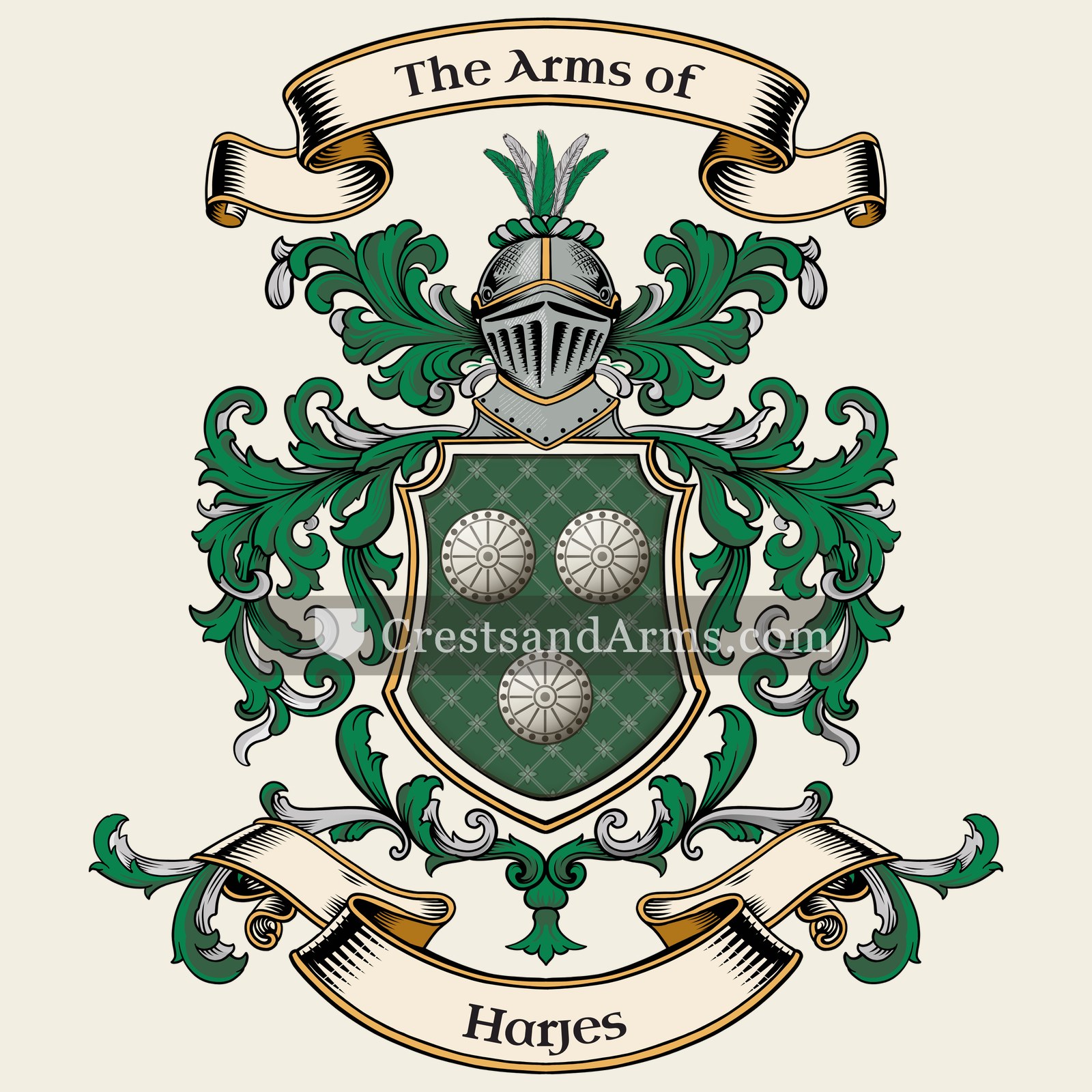 The Harjes coat of arms, drawn from the recorded blazon