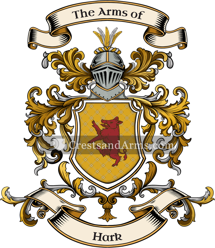 The Hark coat of arms, drawn from the recorded blazon