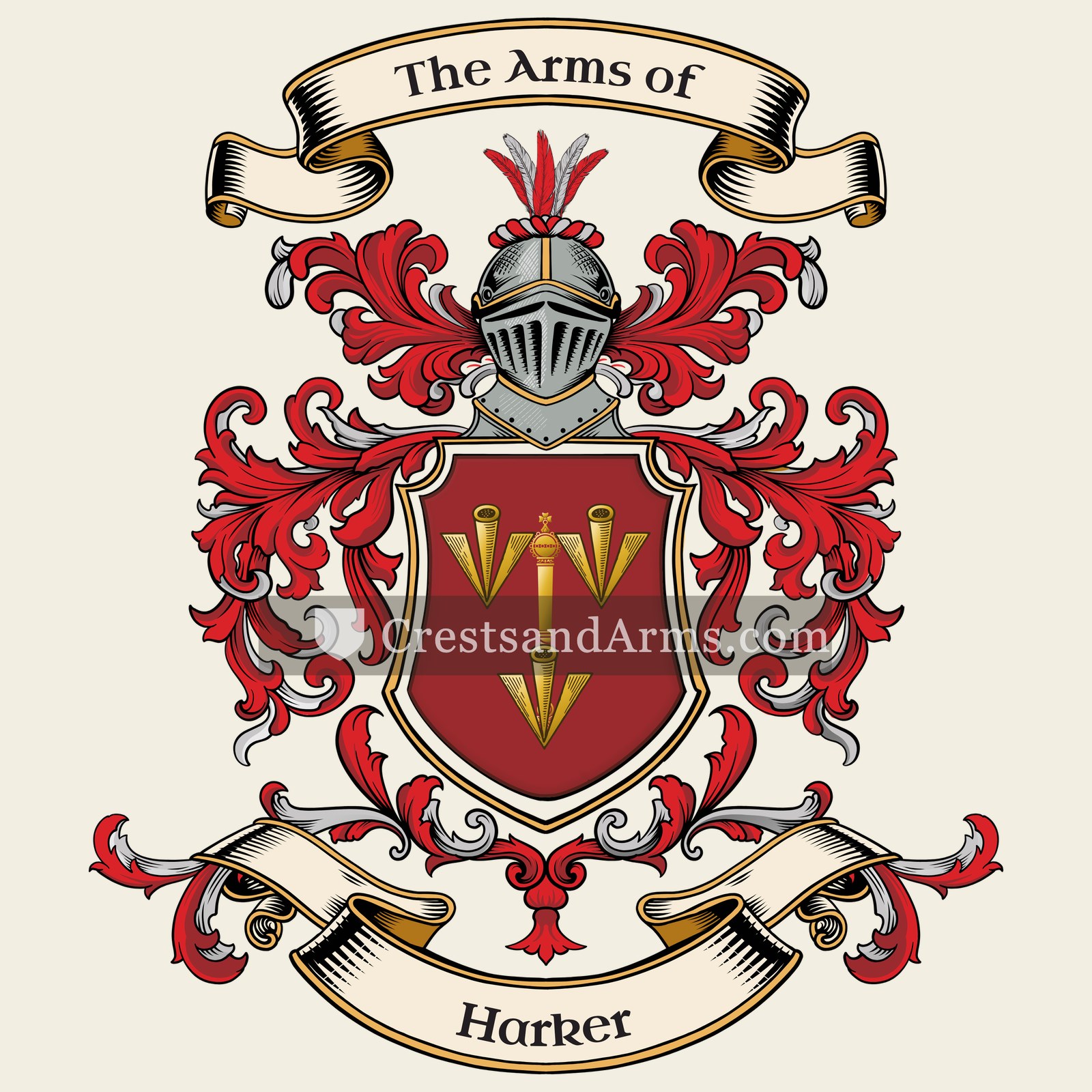 The Harker coat of arms, drawn from the recorded blazon