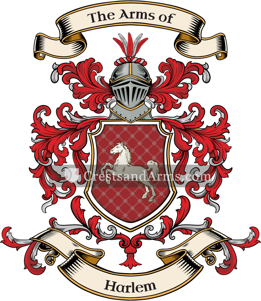 The Harlem coat of arms, drawn from the recorded blazon