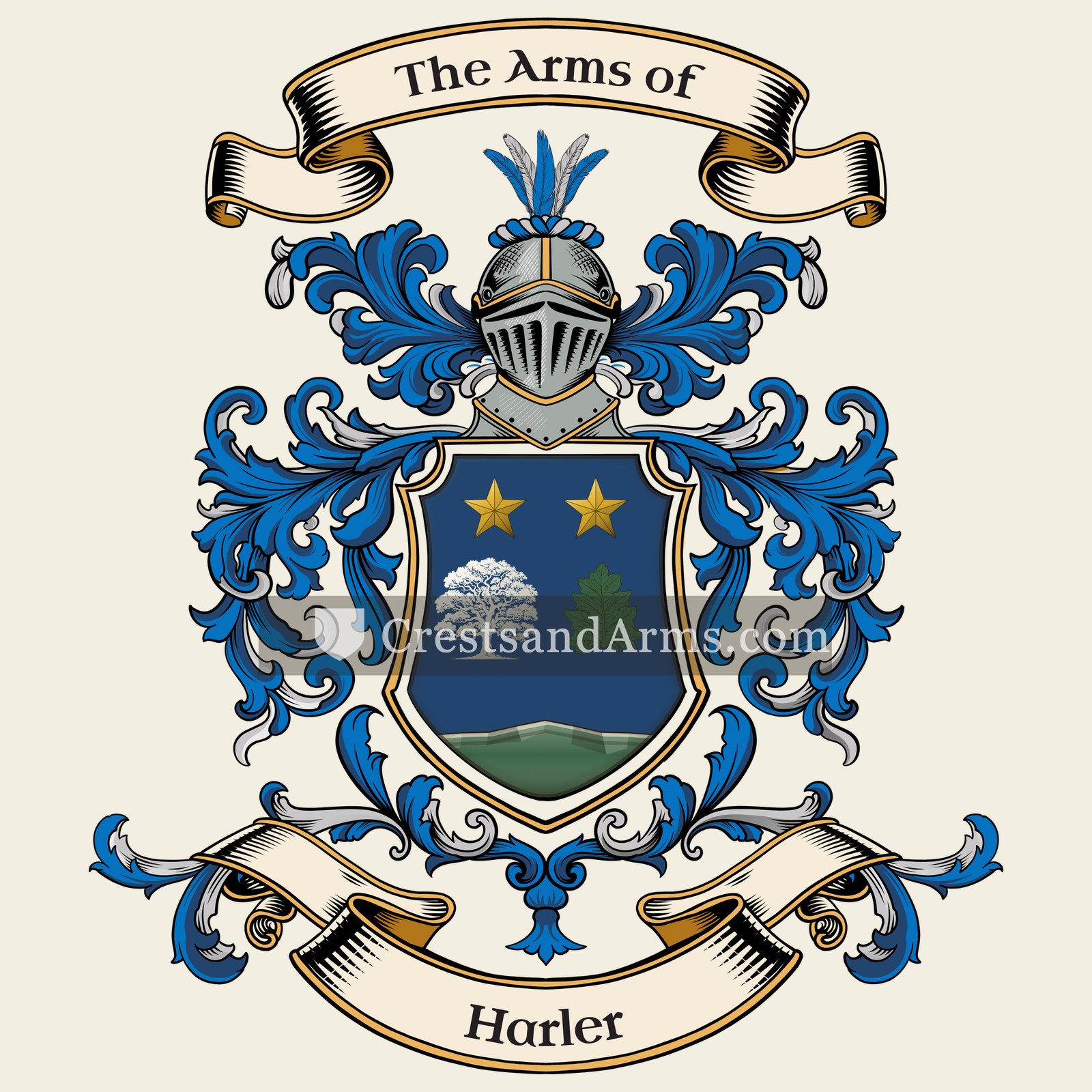 The Harler coat of arms, drawn from the recorded blazon
