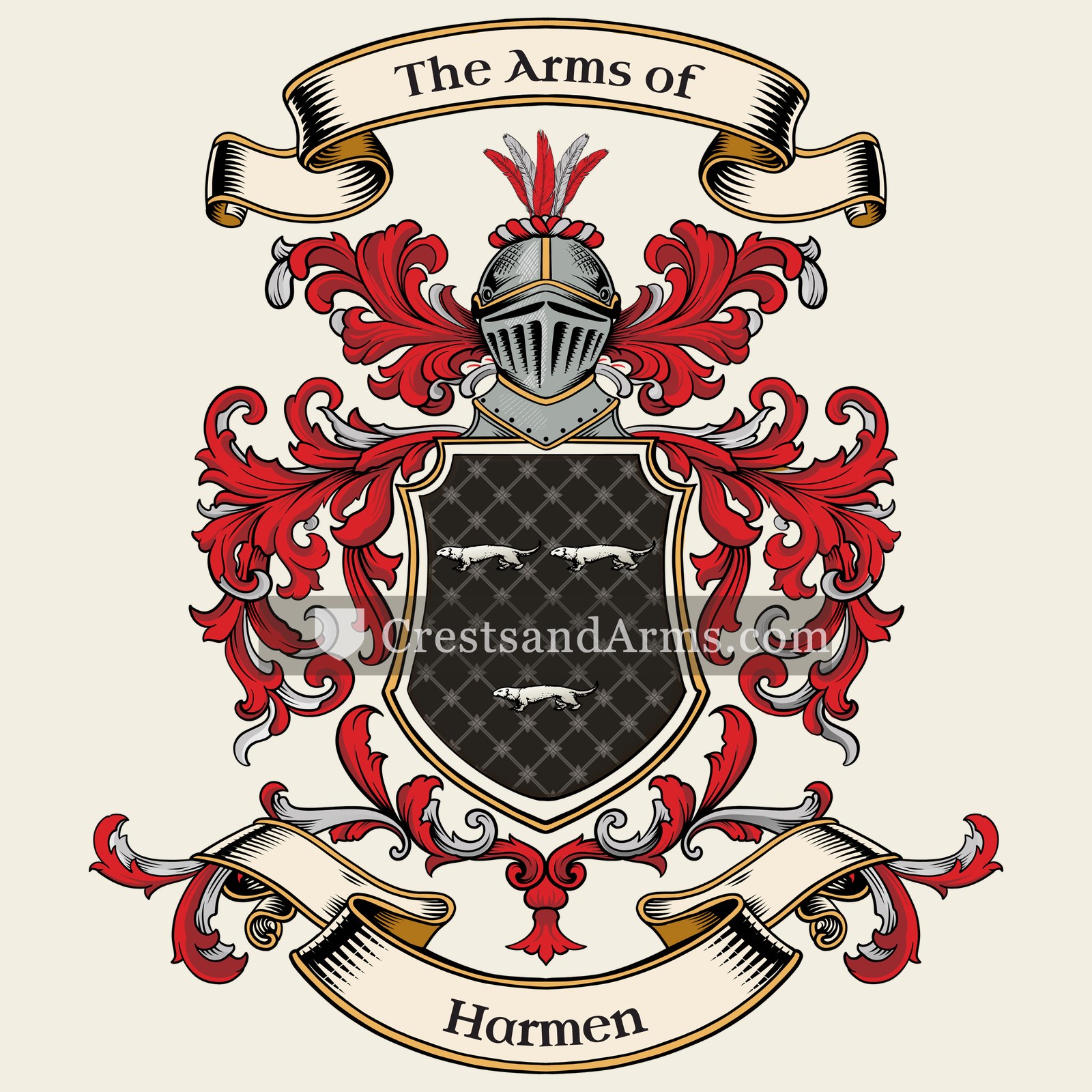 The Harmen coat of arms, drawn from the recorded blazon