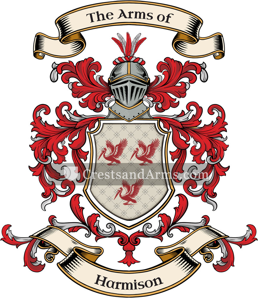 The Harmison coat of arms, drawn from the recorded blazon