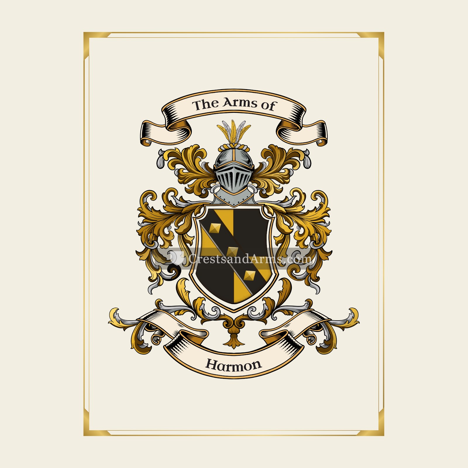 With gold border