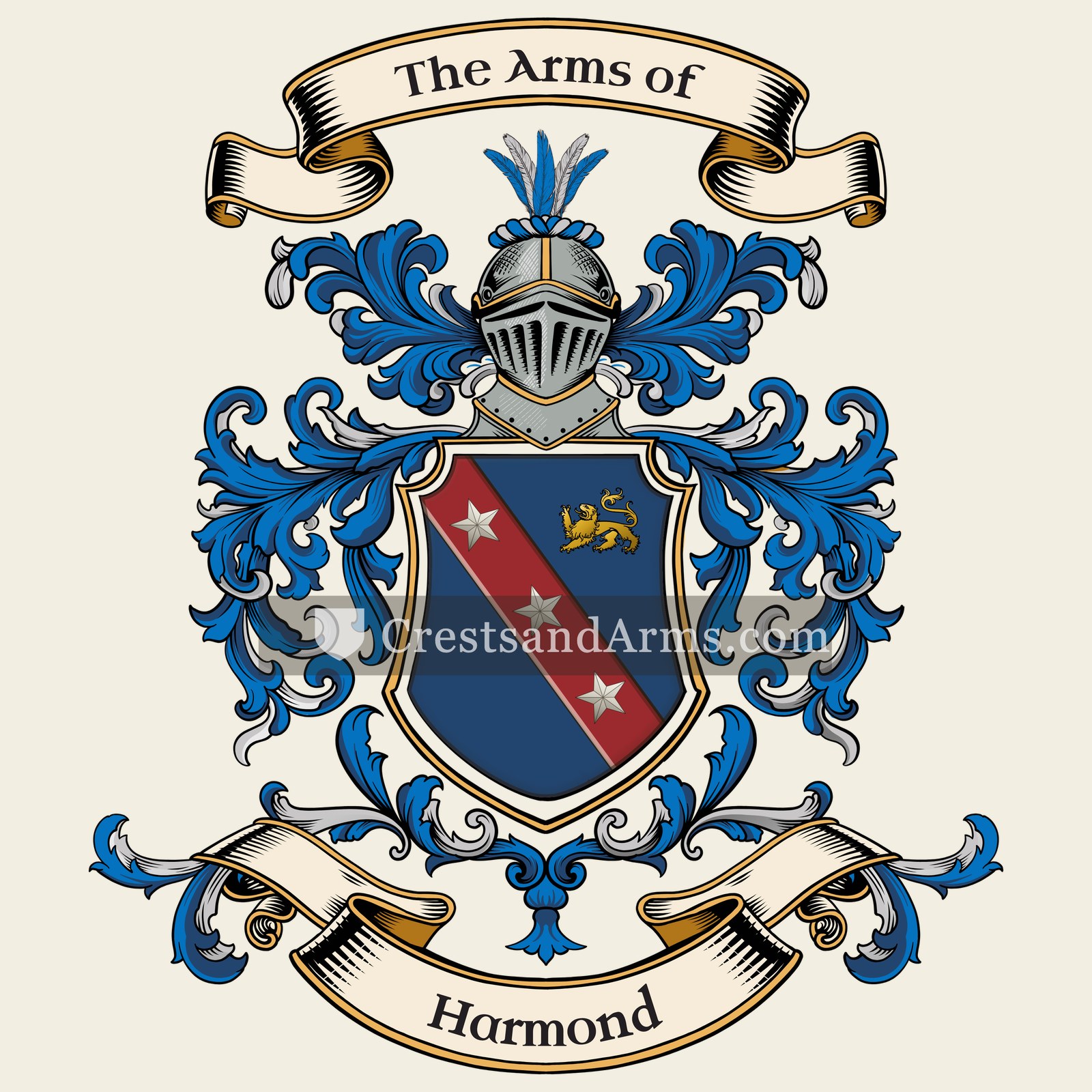 The Harmond coat of arms, drawn from the recorded blazon