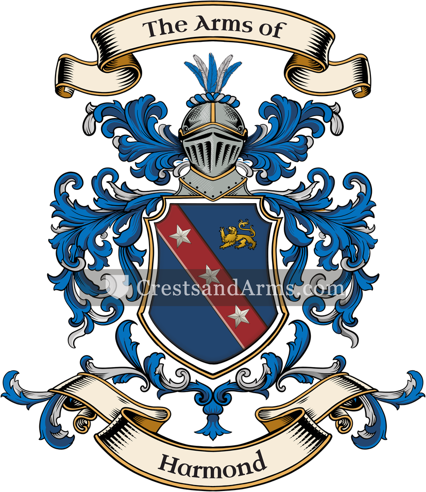 The Harmond coat of arms, drawn from the recorded blazon