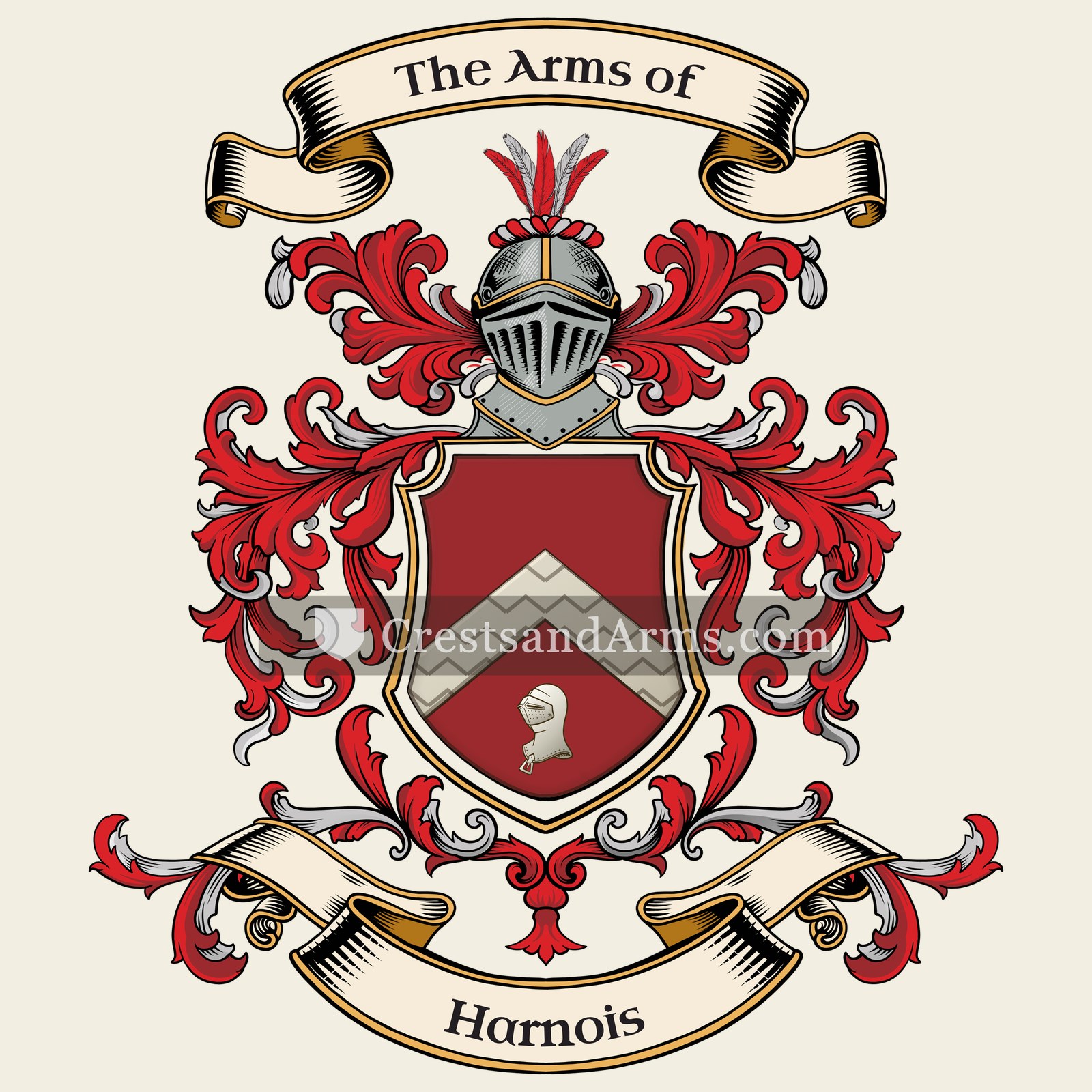 The Harnois coat of arms, drawn from the recorded blazon