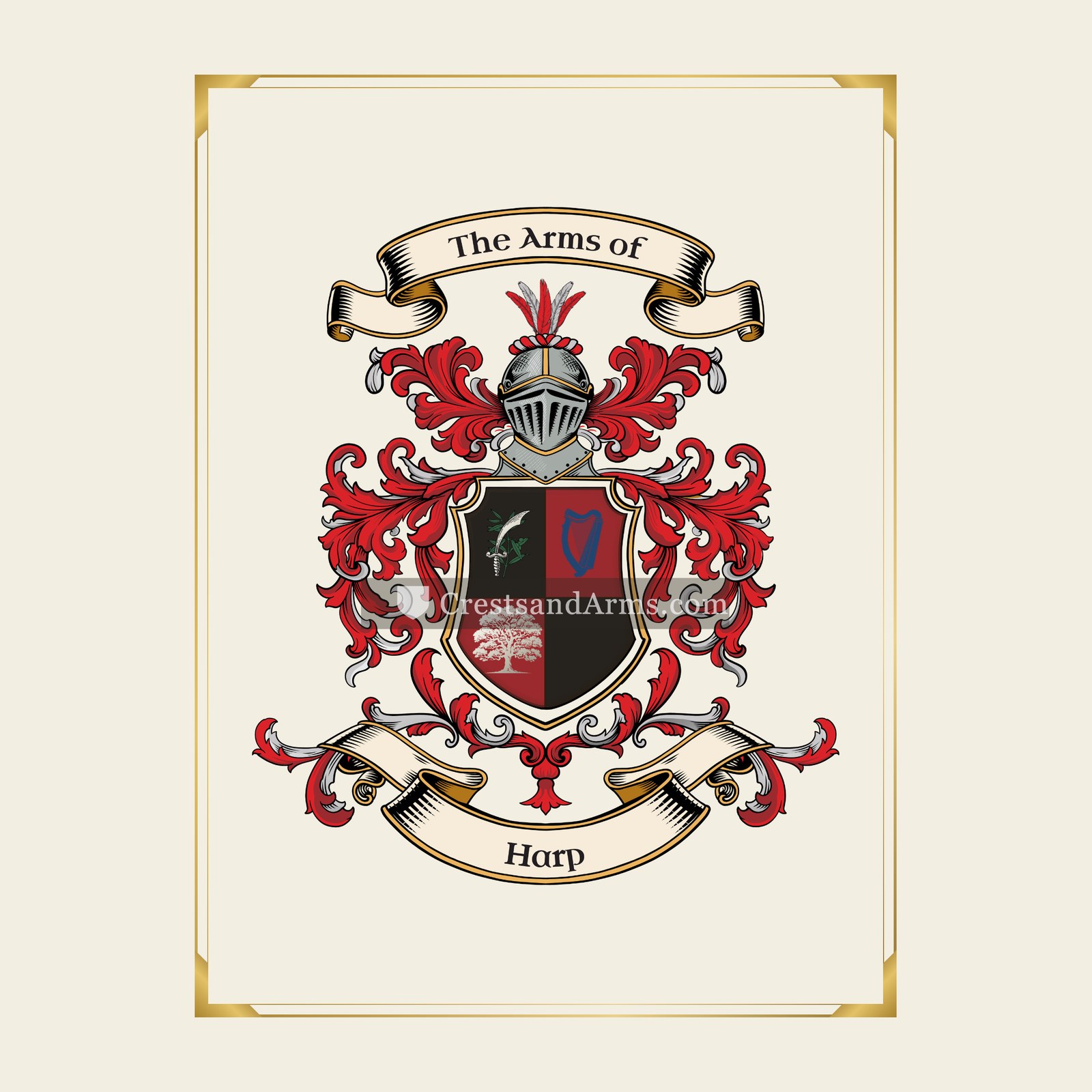 With gold border