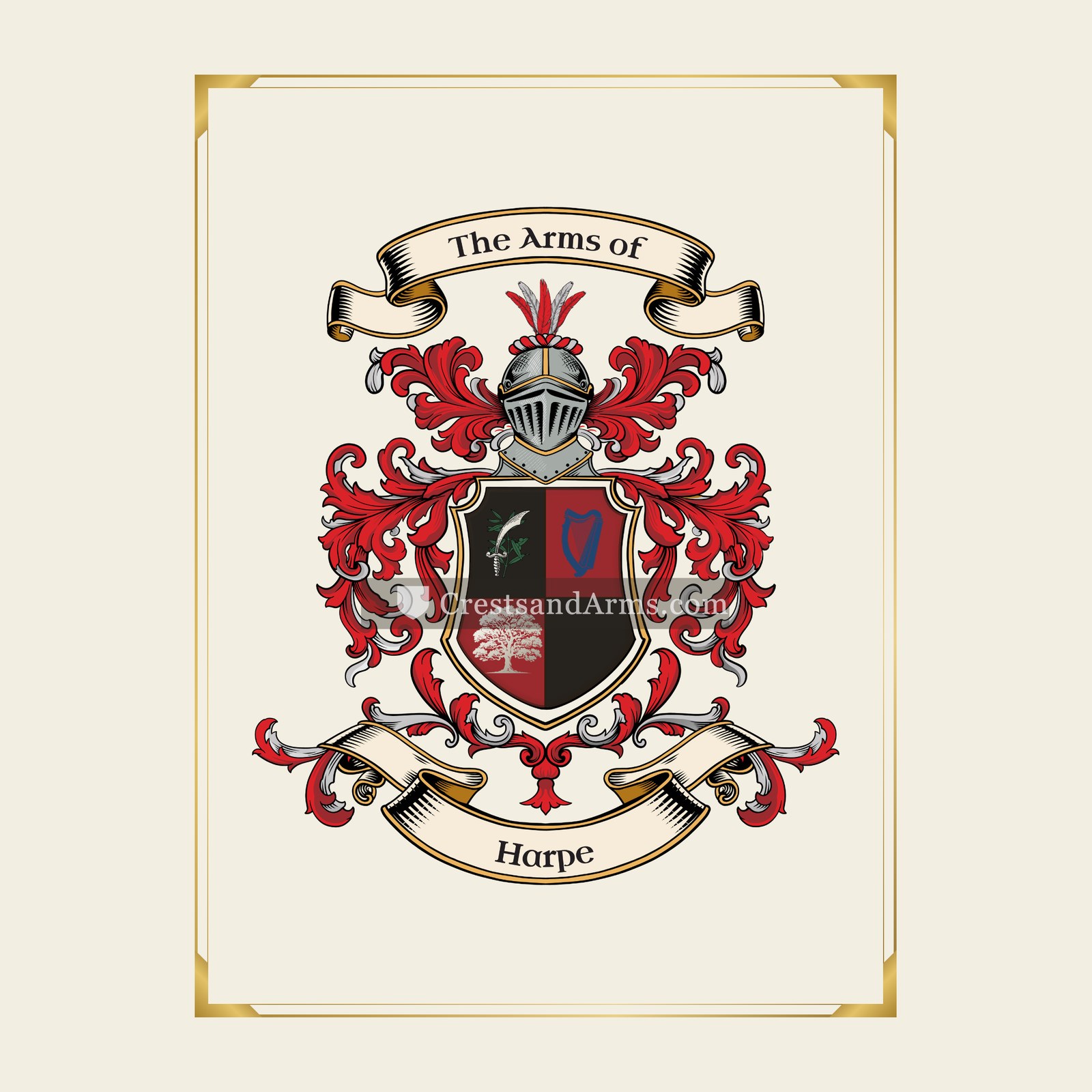 With gold border