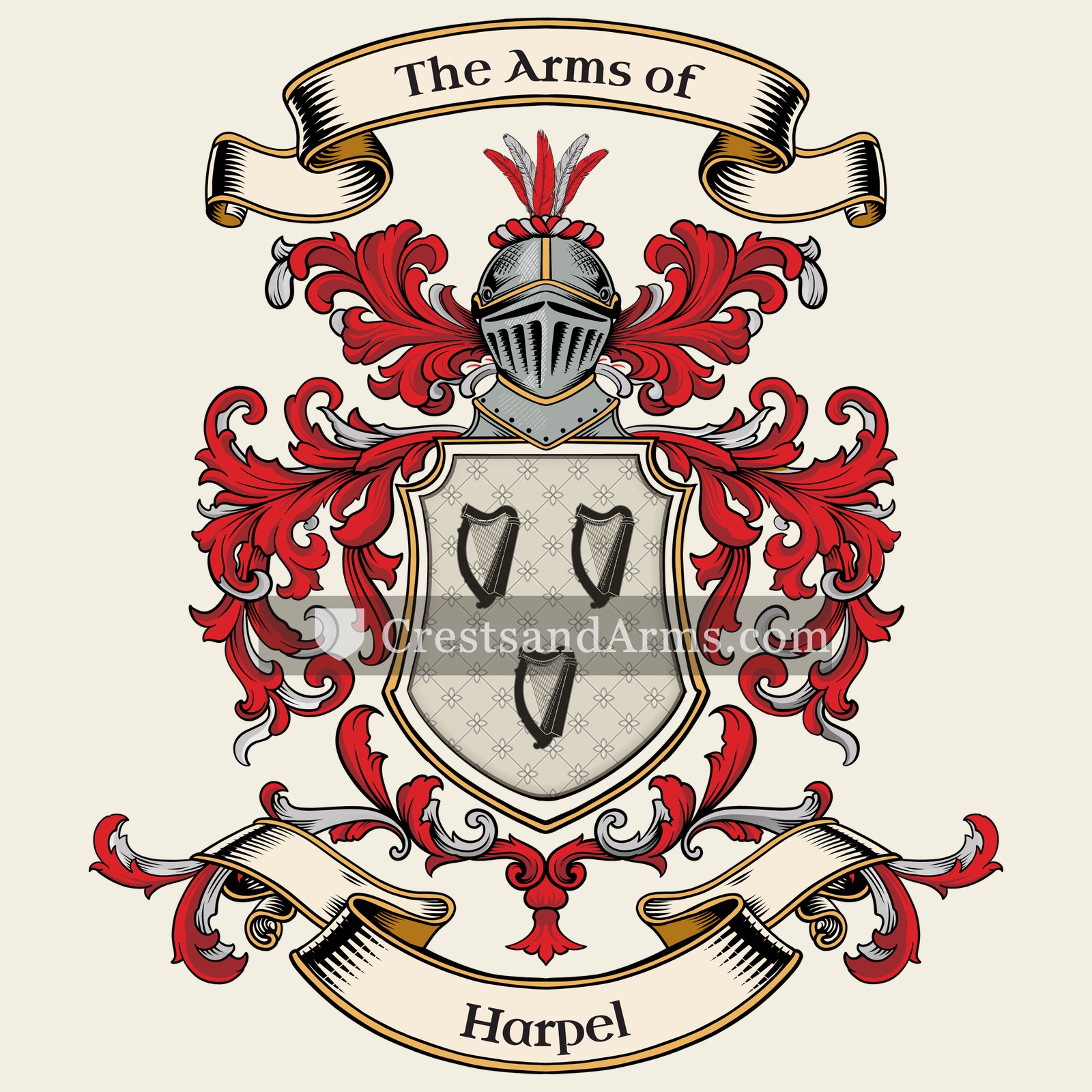The Harpel coat of arms, drawn from the recorded blazon