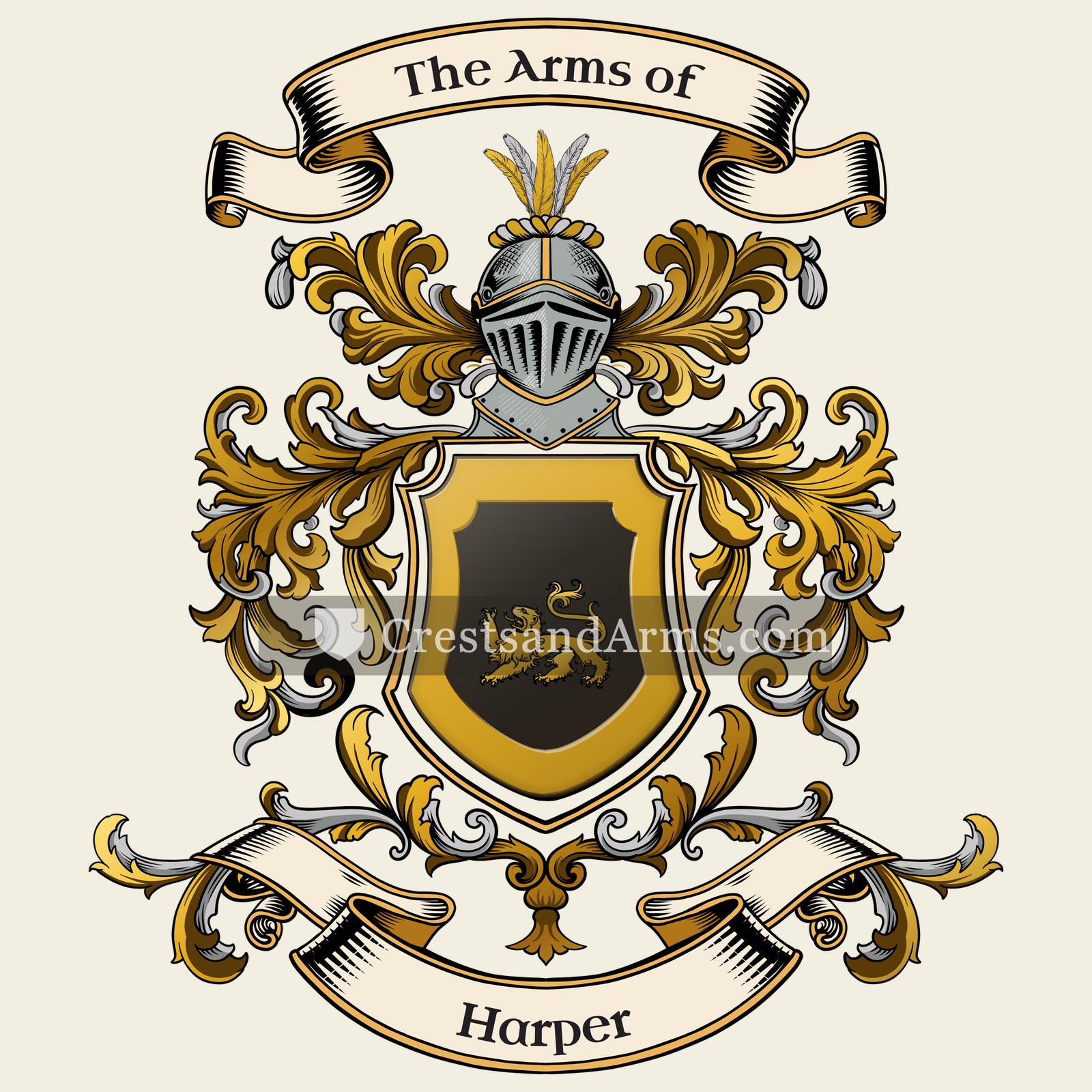 The Harper coat of arms, drawn from the recorded blazon
