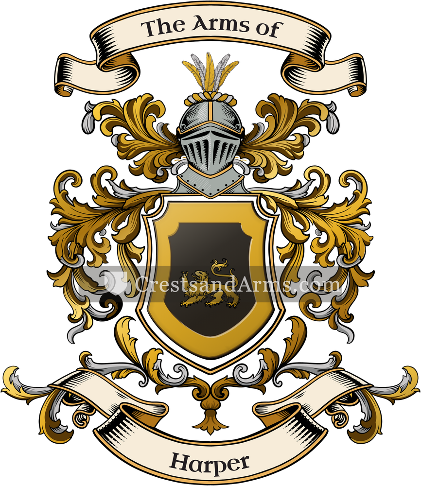 The Harper coat of arms, drawn from the recorded blazon