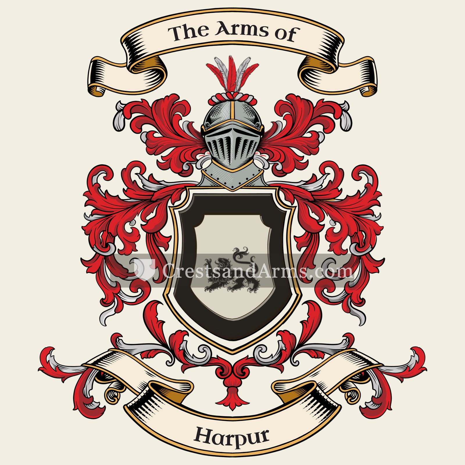The Harpur coat of arms, drawn from the recorded blazon