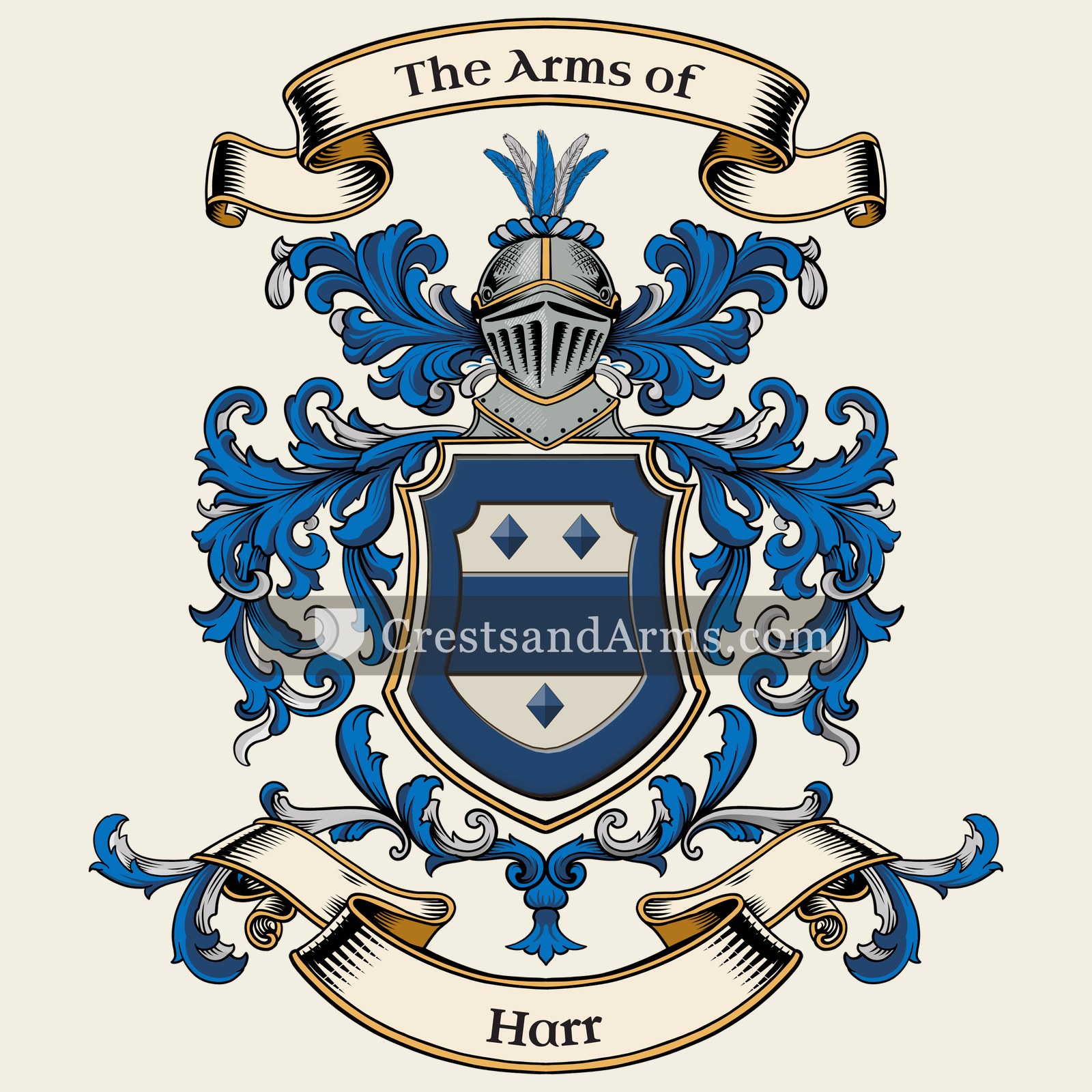 The Harr coat of arms, drawn from the recorded blazon