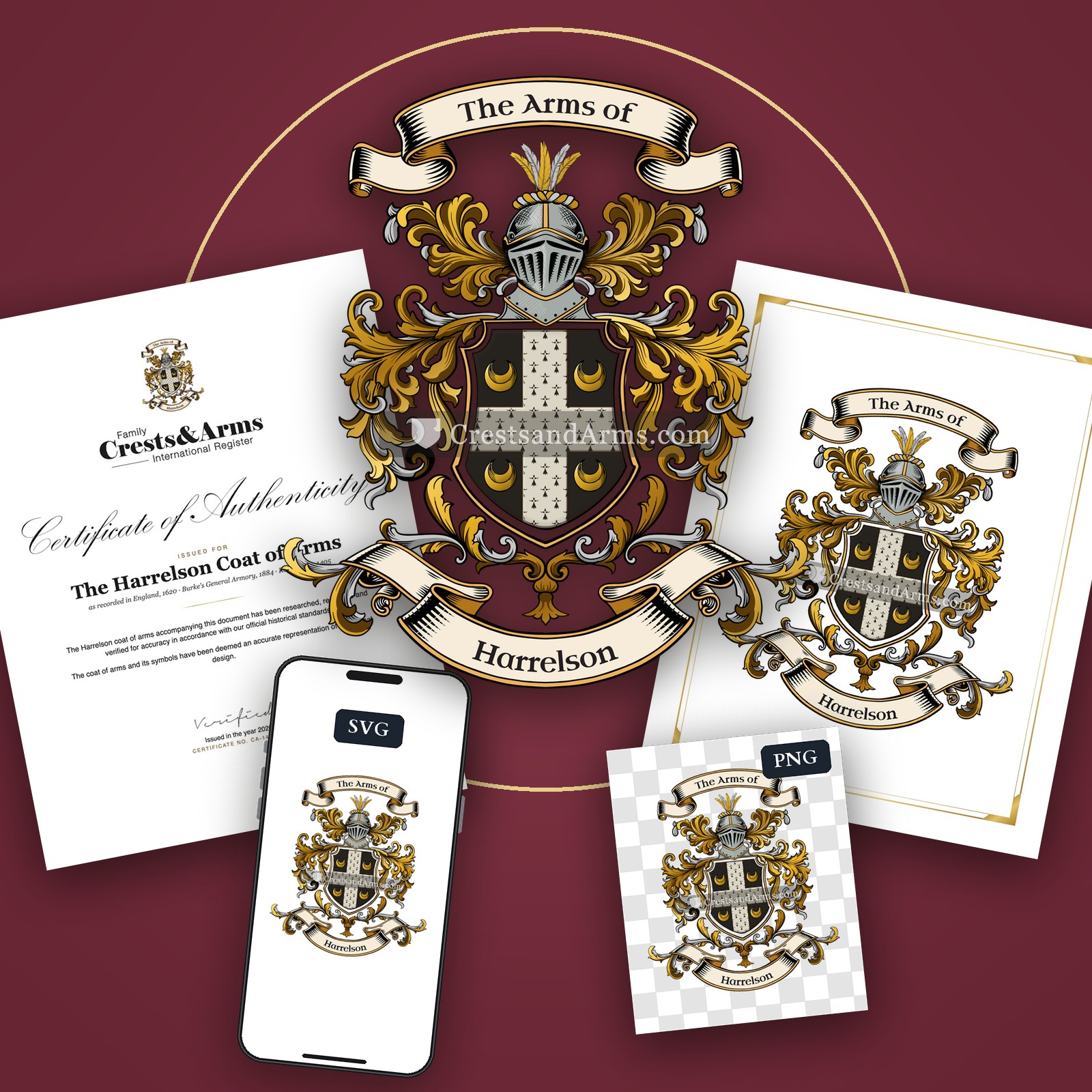 The Harrelson arms on the coat of arms — digital pack