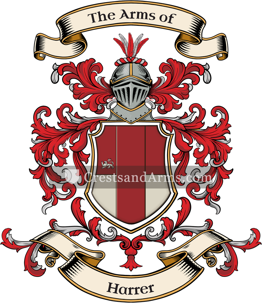 The Harrer coat of arms, drawn from the recorded blazon