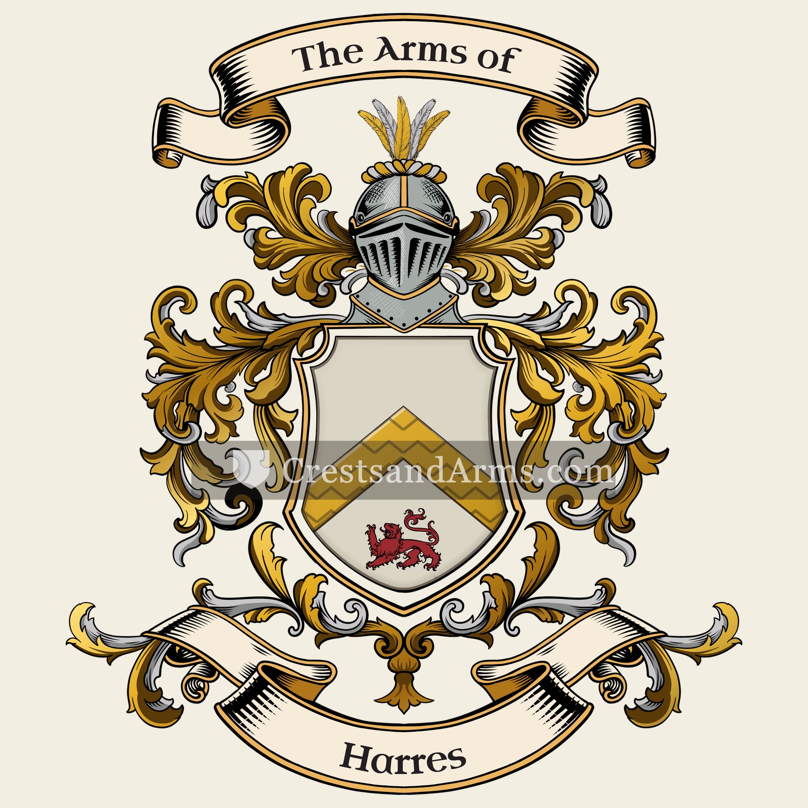 The Harres coat of arms, drawn from the recorded blazon