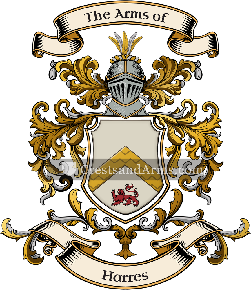 The Harres coat of arms, drawn from the recorded blazon