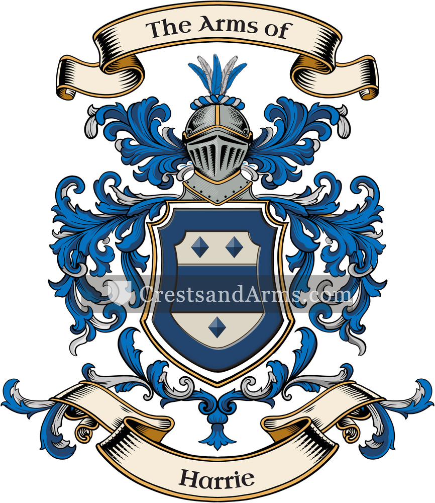 The Harrie coat of arms, drawn from the recorded blazon