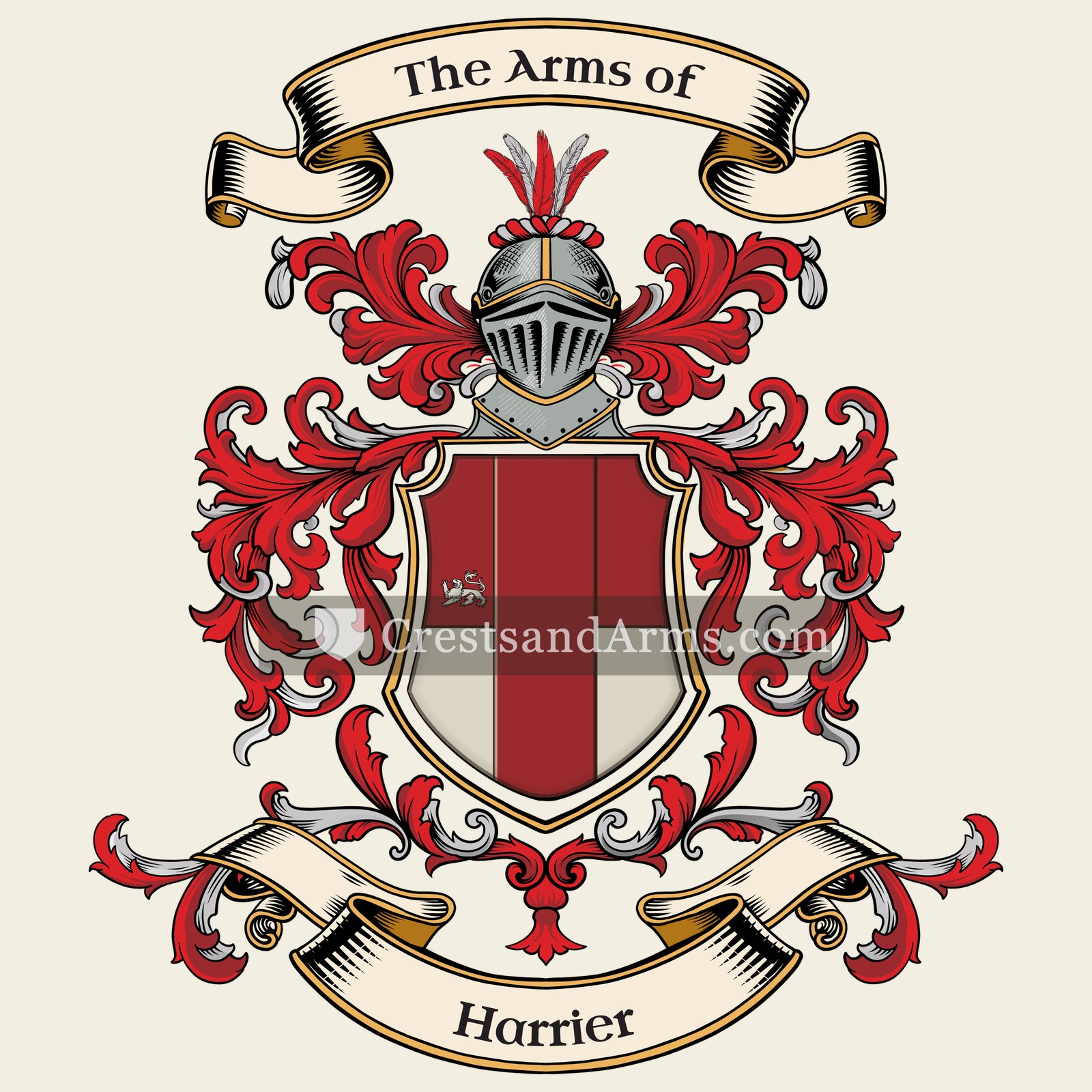 The Harrier coat of arms, drawn from the recorded blazon