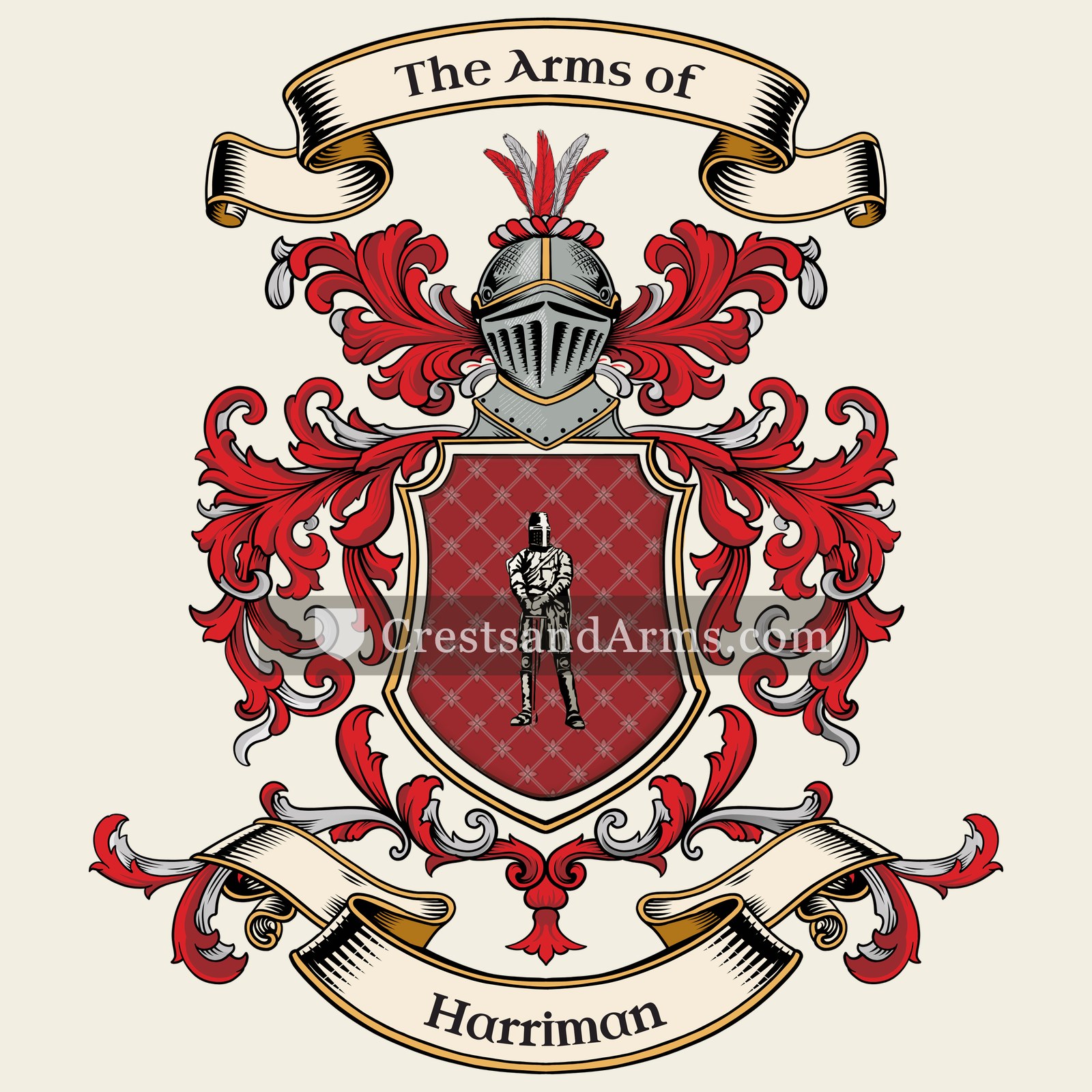 The Harriman coat of arms, drawn from the recorded blazon