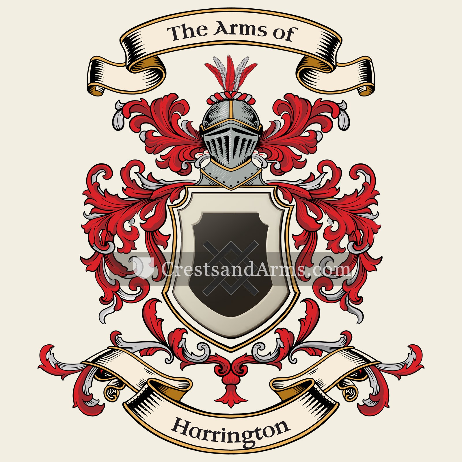 The Harrington coat of arms, drawn from the recorded blazon