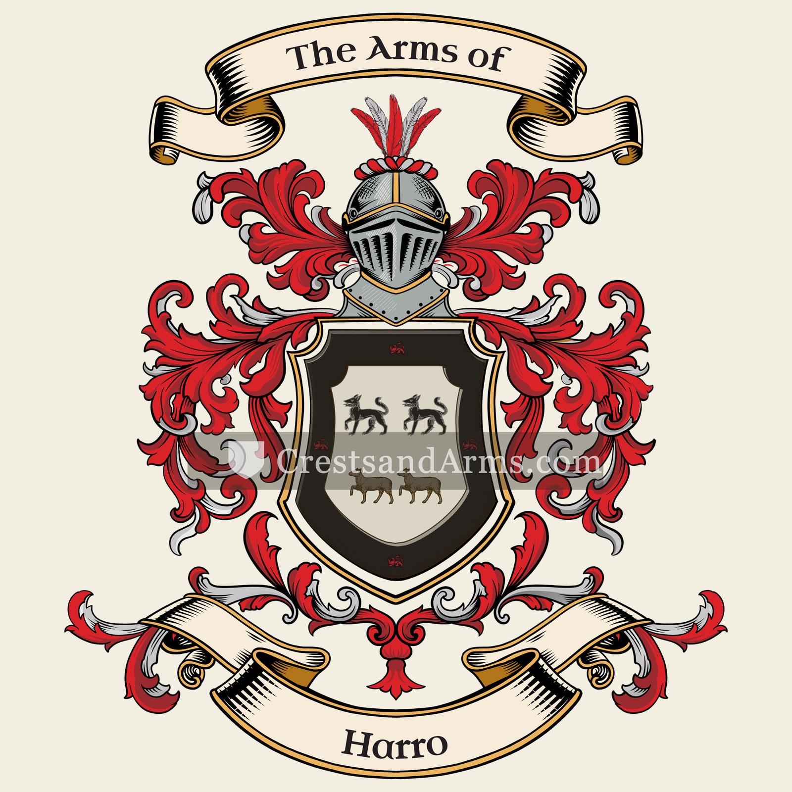 The Harro coat of arms, drawn from the recorded blazon