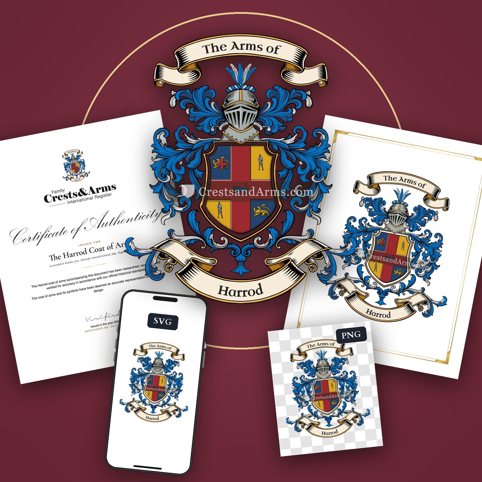 The Harrod arms on the coat of arms — digital pack