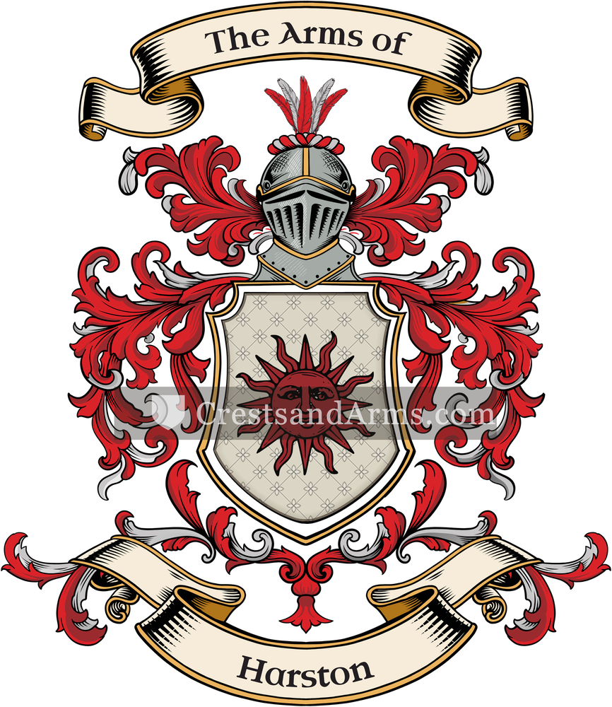 The Harston coat of arms, drawn from the recorded blazon