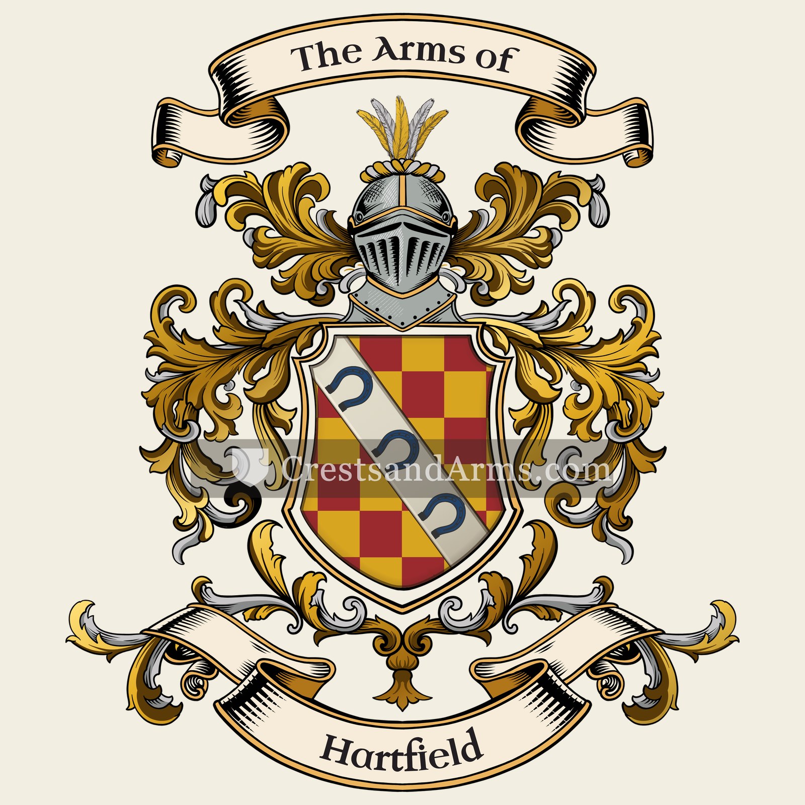 The Hartfield coat of arms, drawn from the recorded blazon